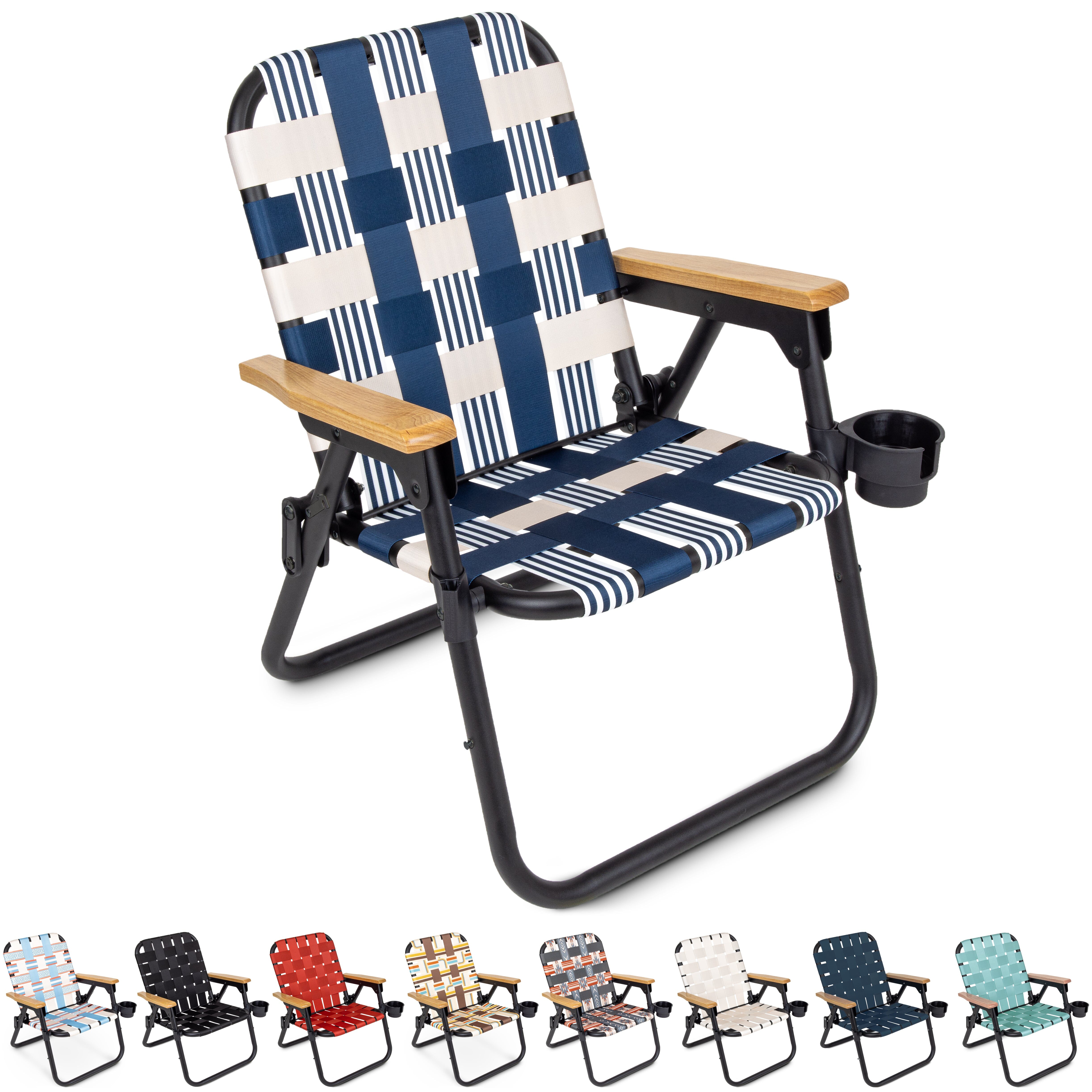folding beach chair with cup holder