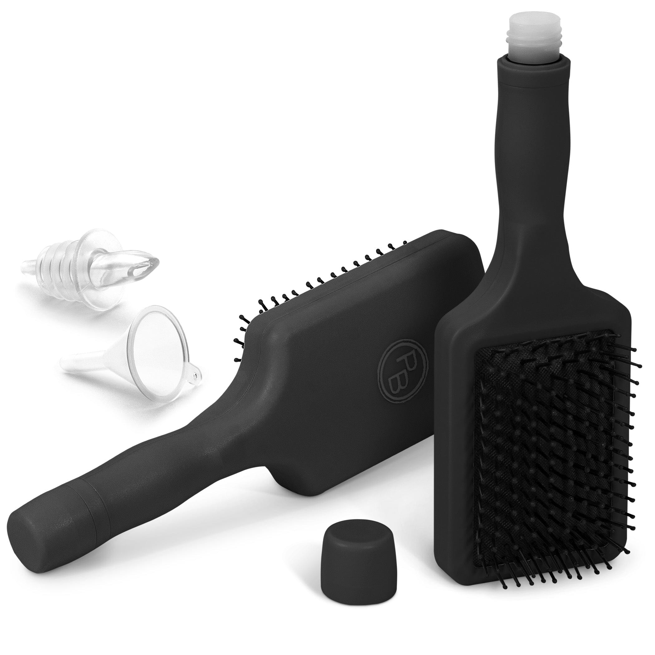 GoPong Party Brush Flask 2 Pack (16 oz Total) - Hidden Alcohol Travel Flasks for Women and Men – Secret Liquor Containers for Concerts, Cruises, and Sports Events – Includes Funnel & Spout - Black GoSports