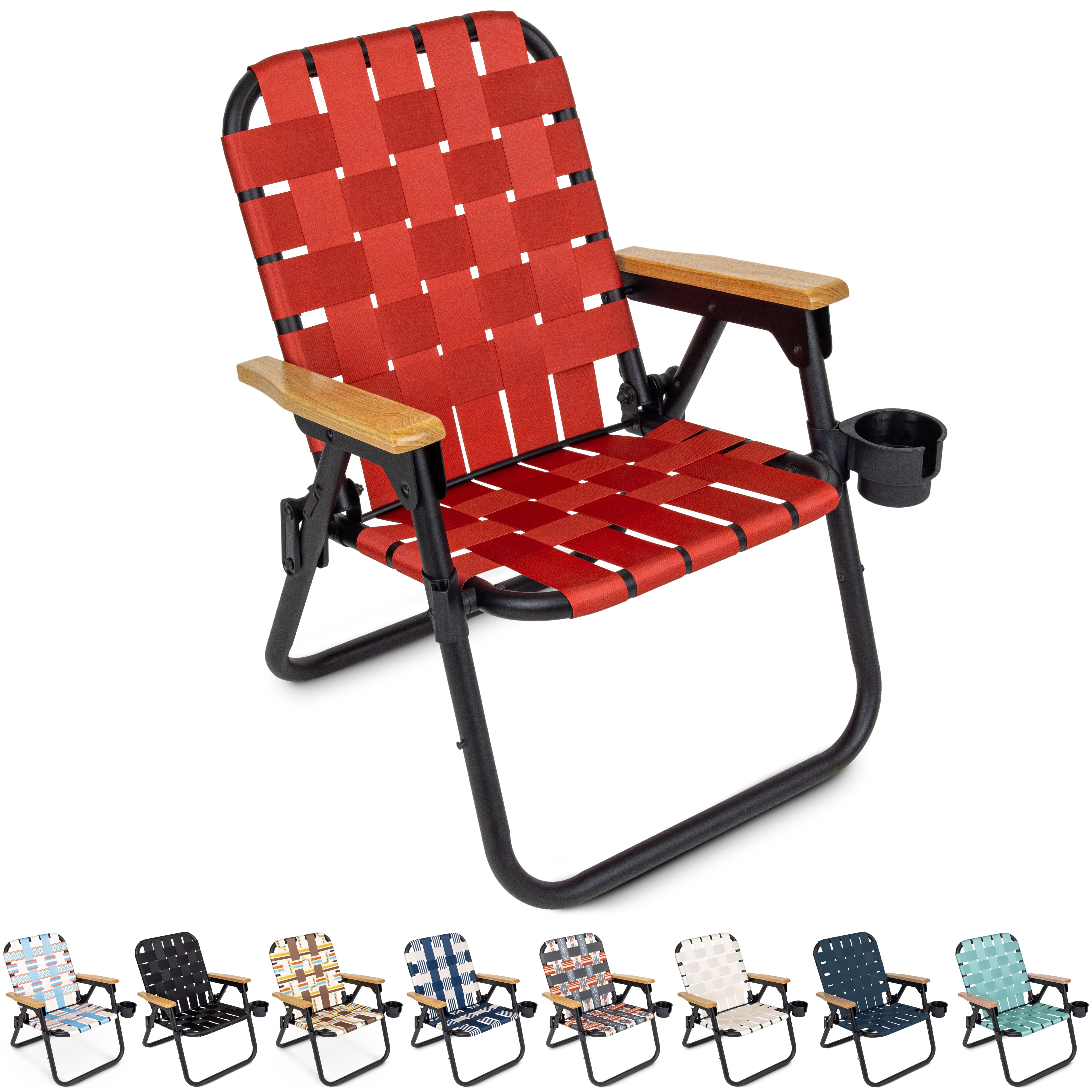 folding beach chair with cup holder