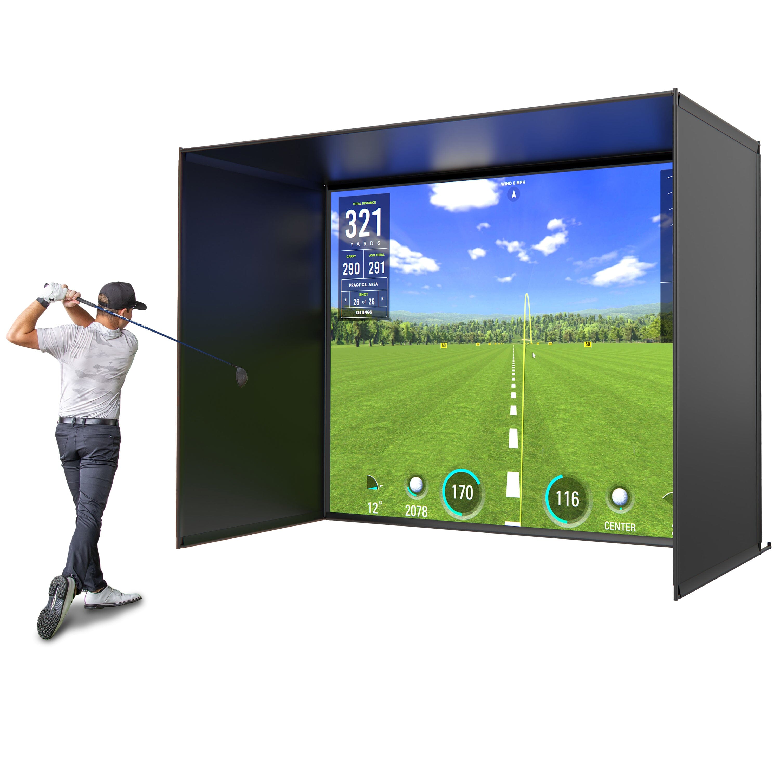 GoSports 12 x 9 ft Golf Simulator Enclosure Net - Complete Set with Frame and HD Impact Screen Kit GoSports