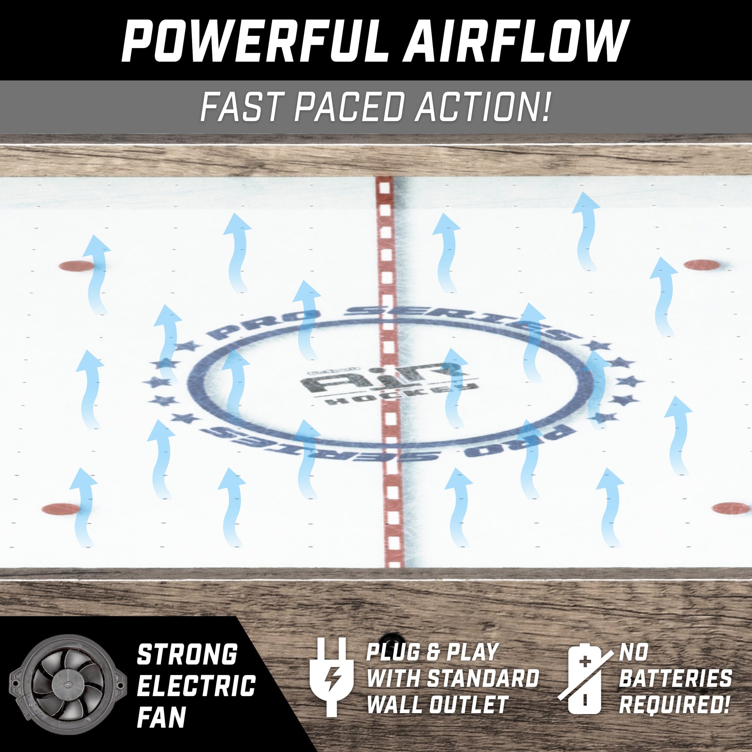 GoSports 40 Inch Table Top Air Hockey Game for Kids - Black or Oak - AC Powered Motor GoSports