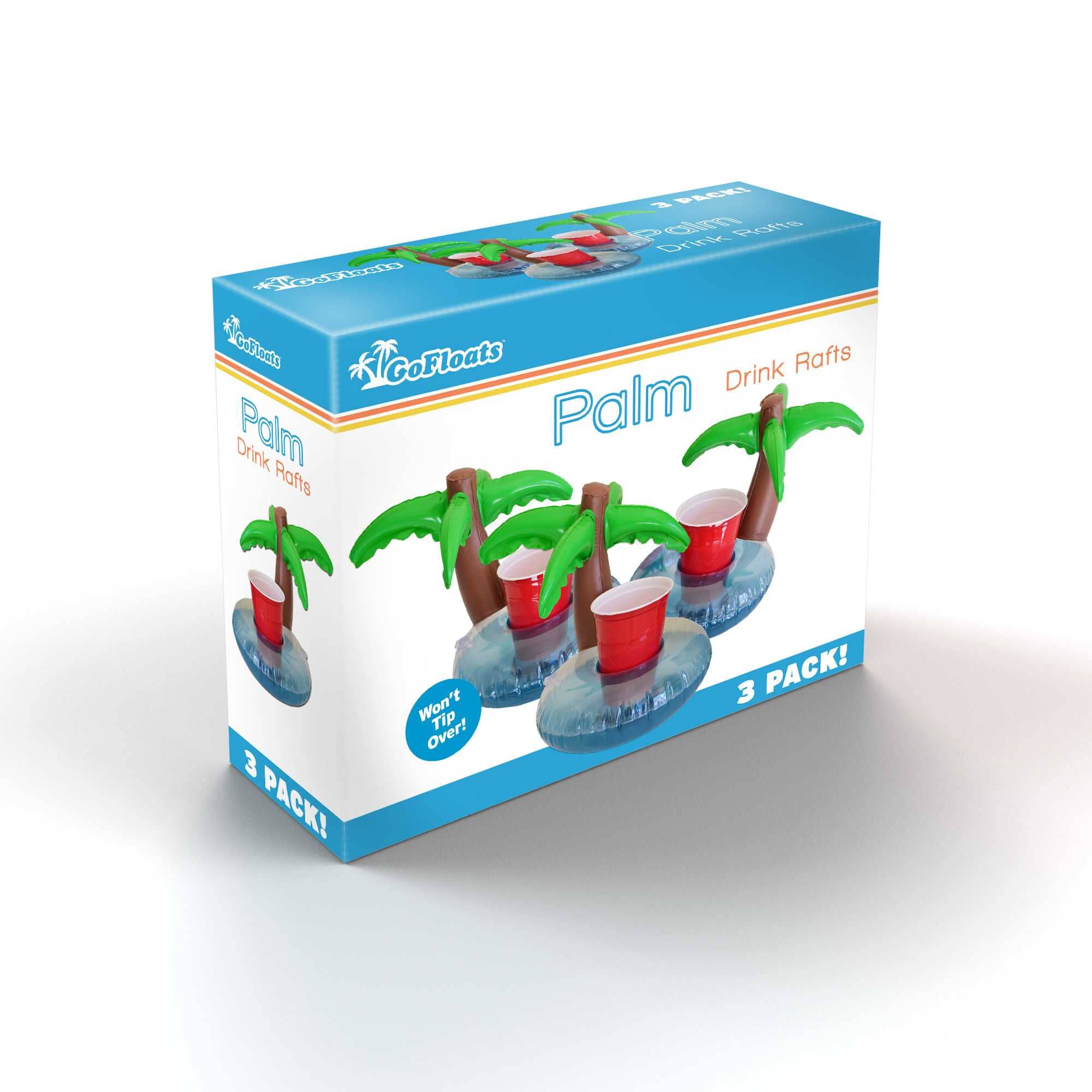GoFloats Inflatable Drink Holders 3-Pack - Palm GoFloats