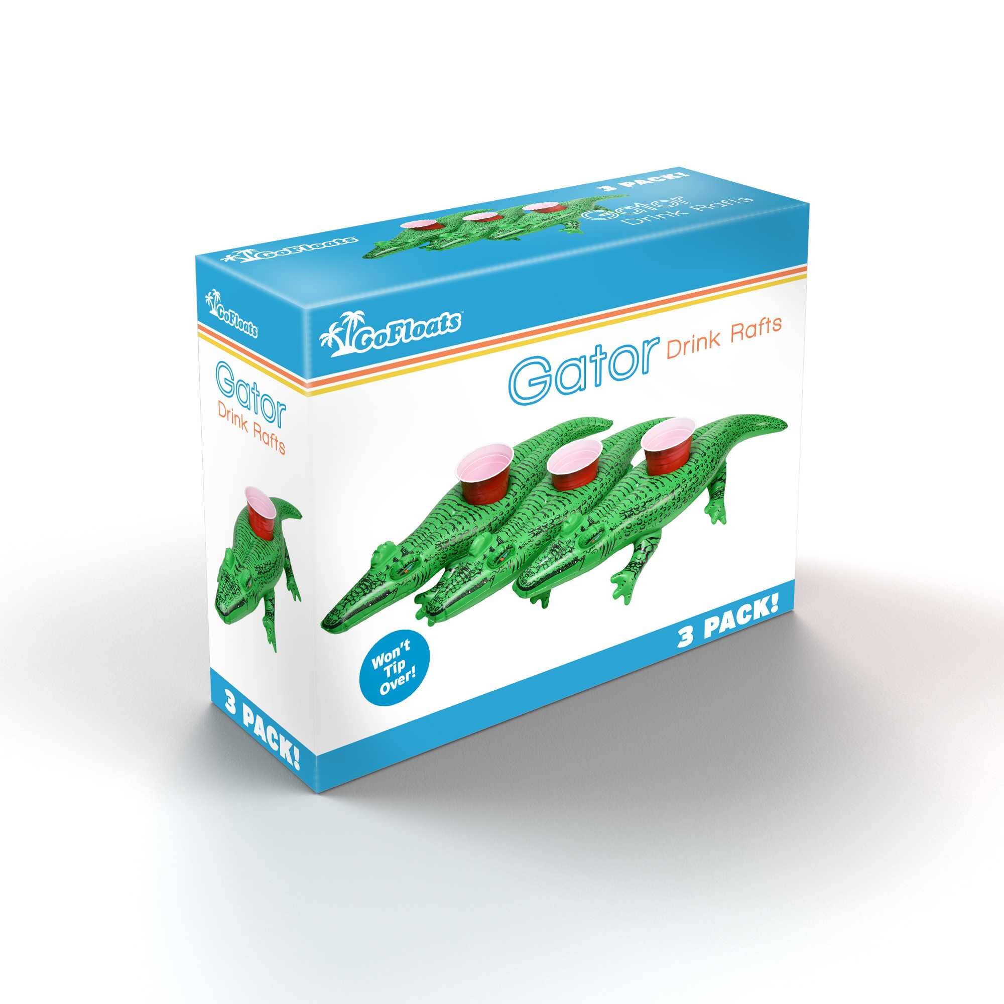 GoFloats Inflatable Drink Holders 3-Pack - Alligator GoFloats