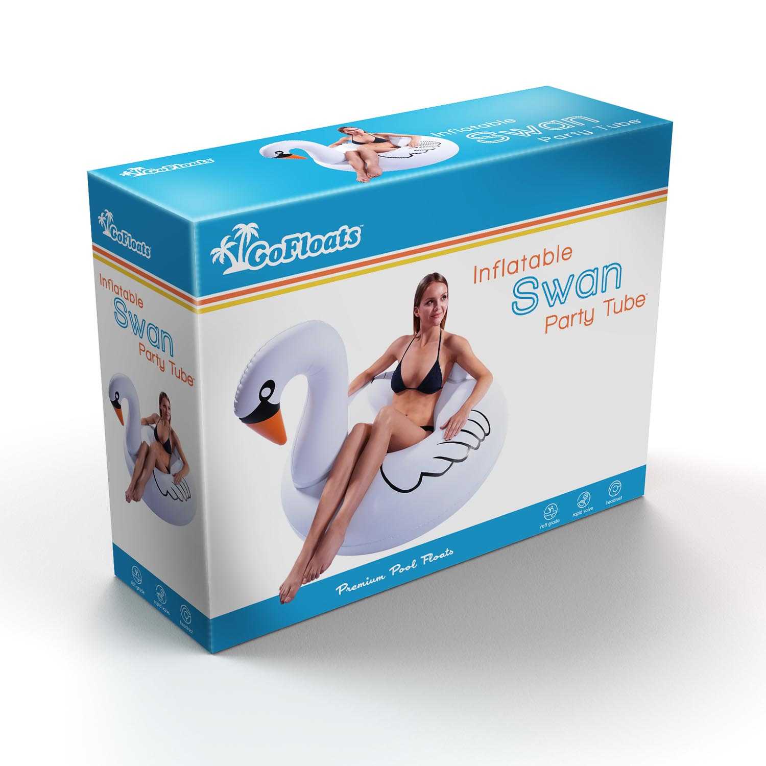 GoFloats Party Tube Inflatable Raft - Swan GoFloats