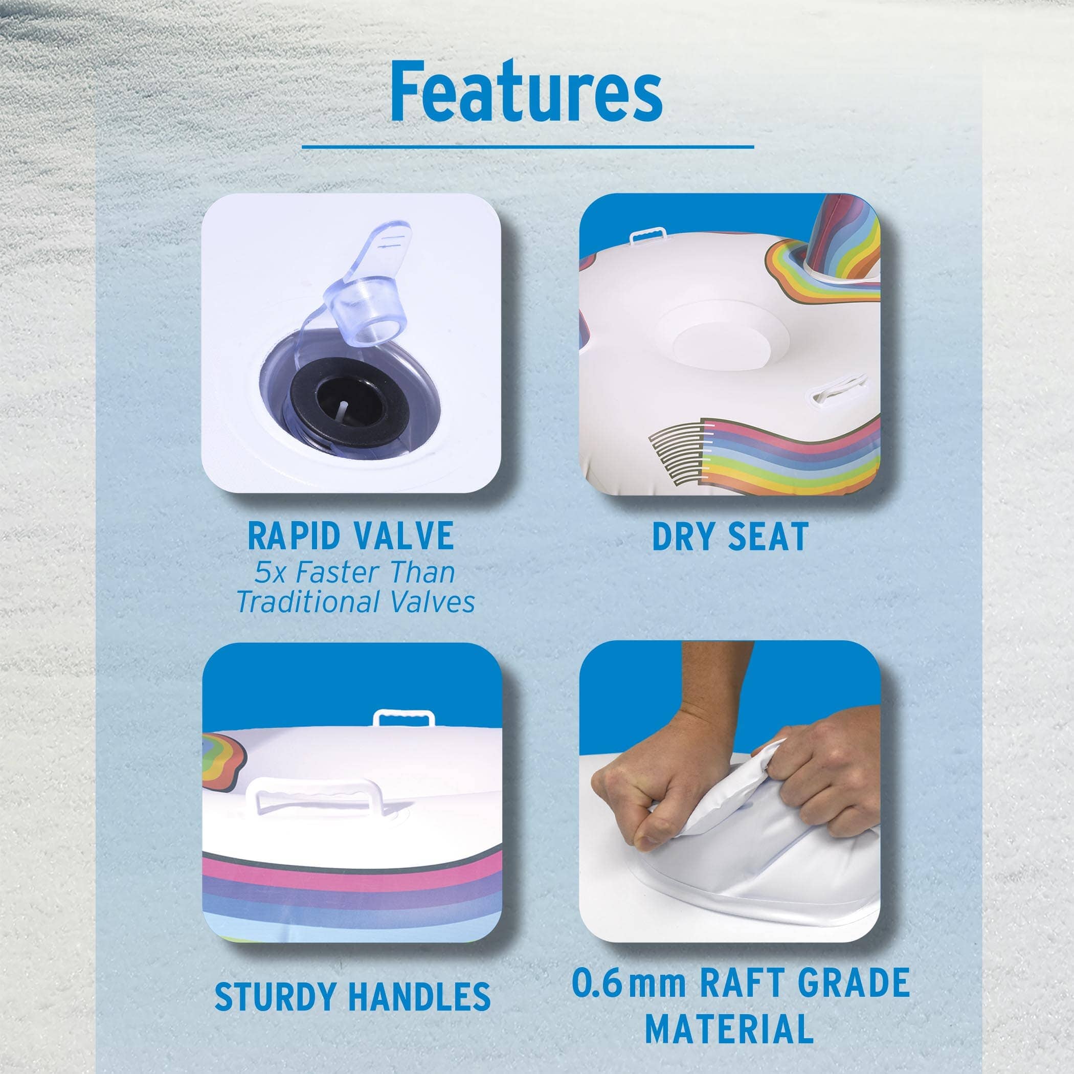 GoFloats Inflatable Winter Snow Tube Sled - Unicorn GoFloats