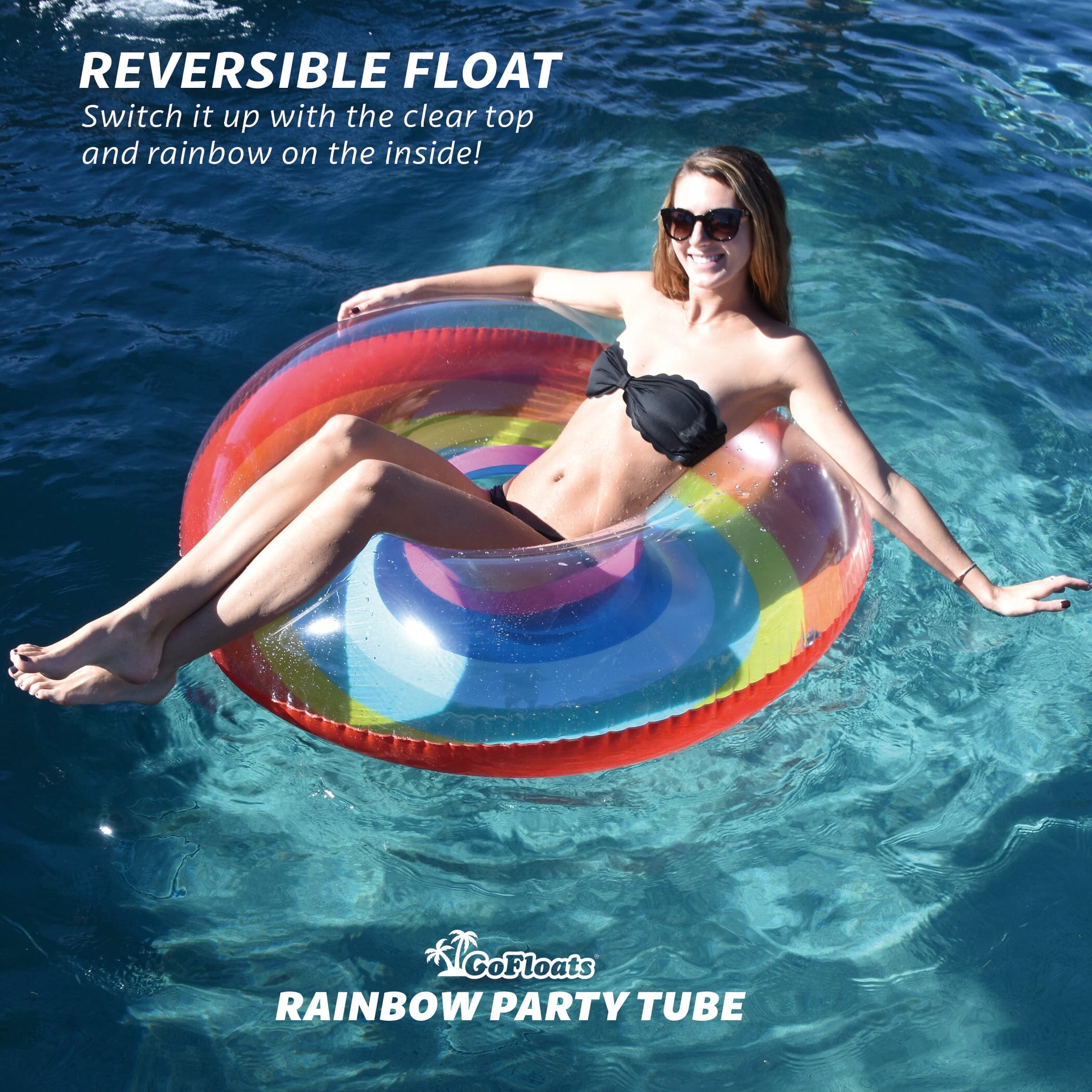 GoFloats Party Tube Inflatable Raft - Rainbow GoFloats
