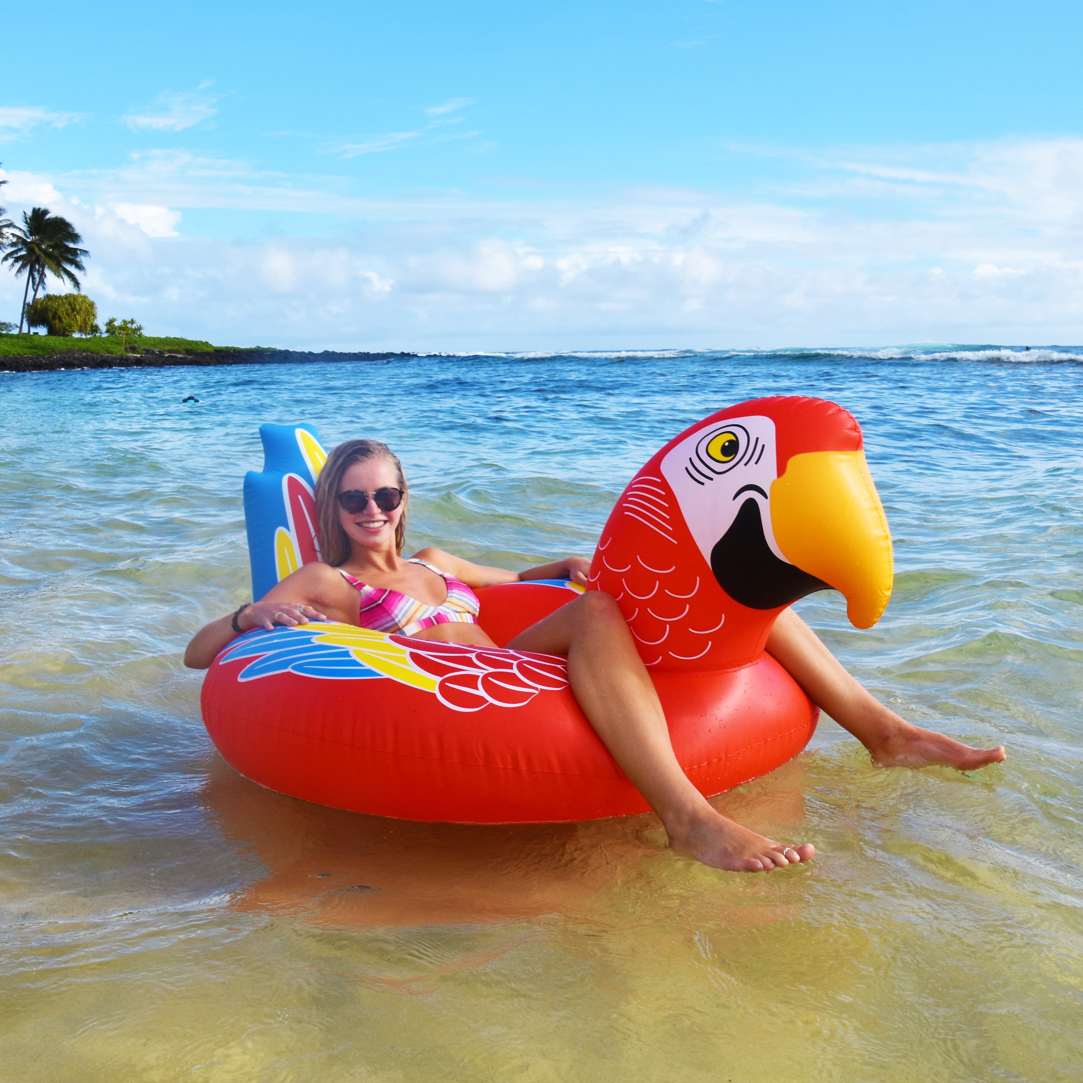 GoFloats Party Tube Inflatable Raft - Tropical Parrot GoFloats