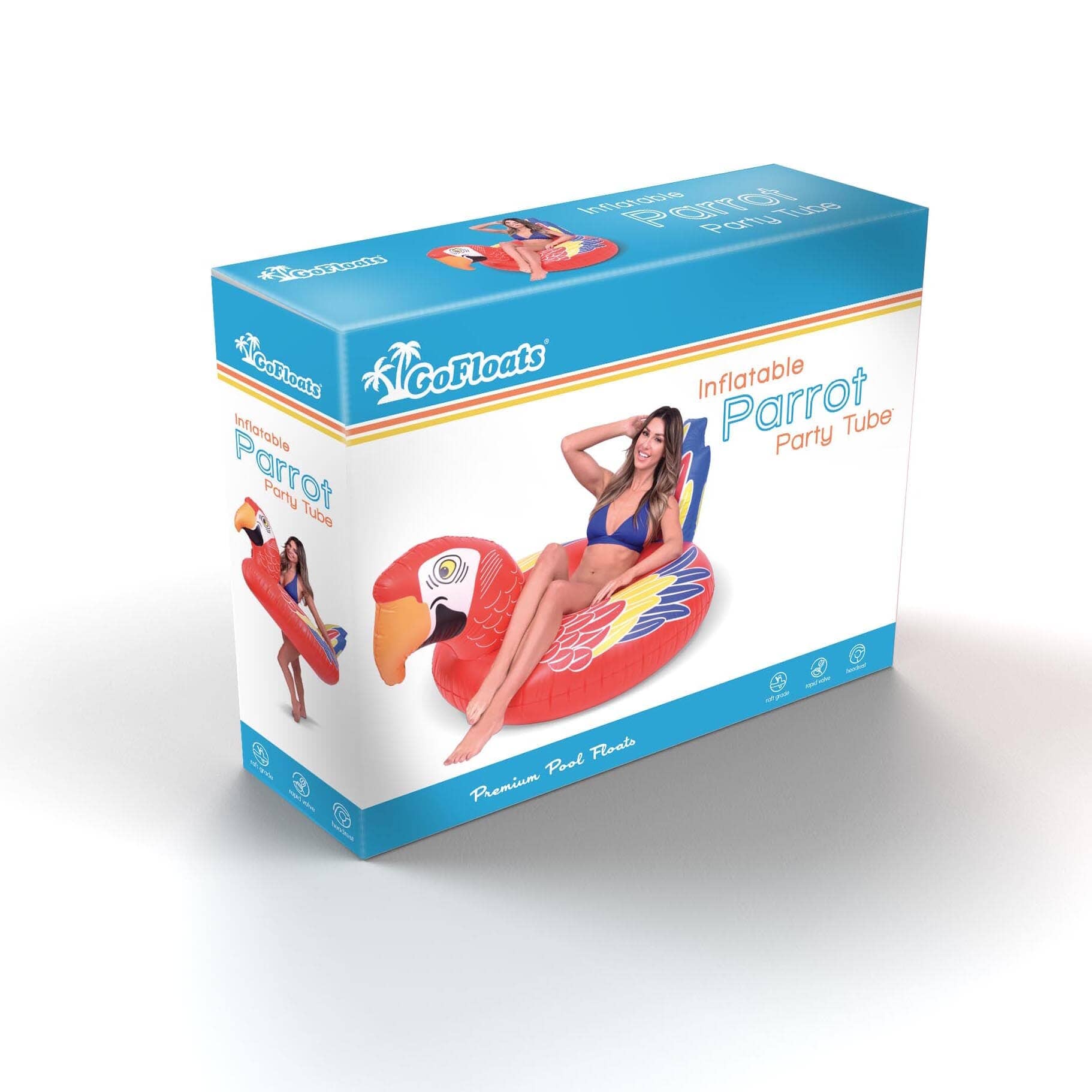 GoFloats Party Tube Inflatable Raft - Tropical Parrot GoFloats