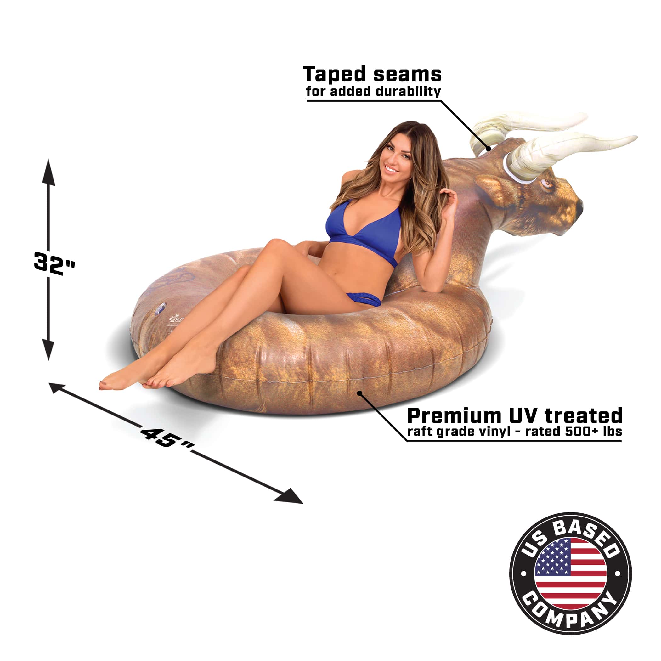 GoFloats Inflatable Pool Float Party Tube - Buckin' Bull GoFloats