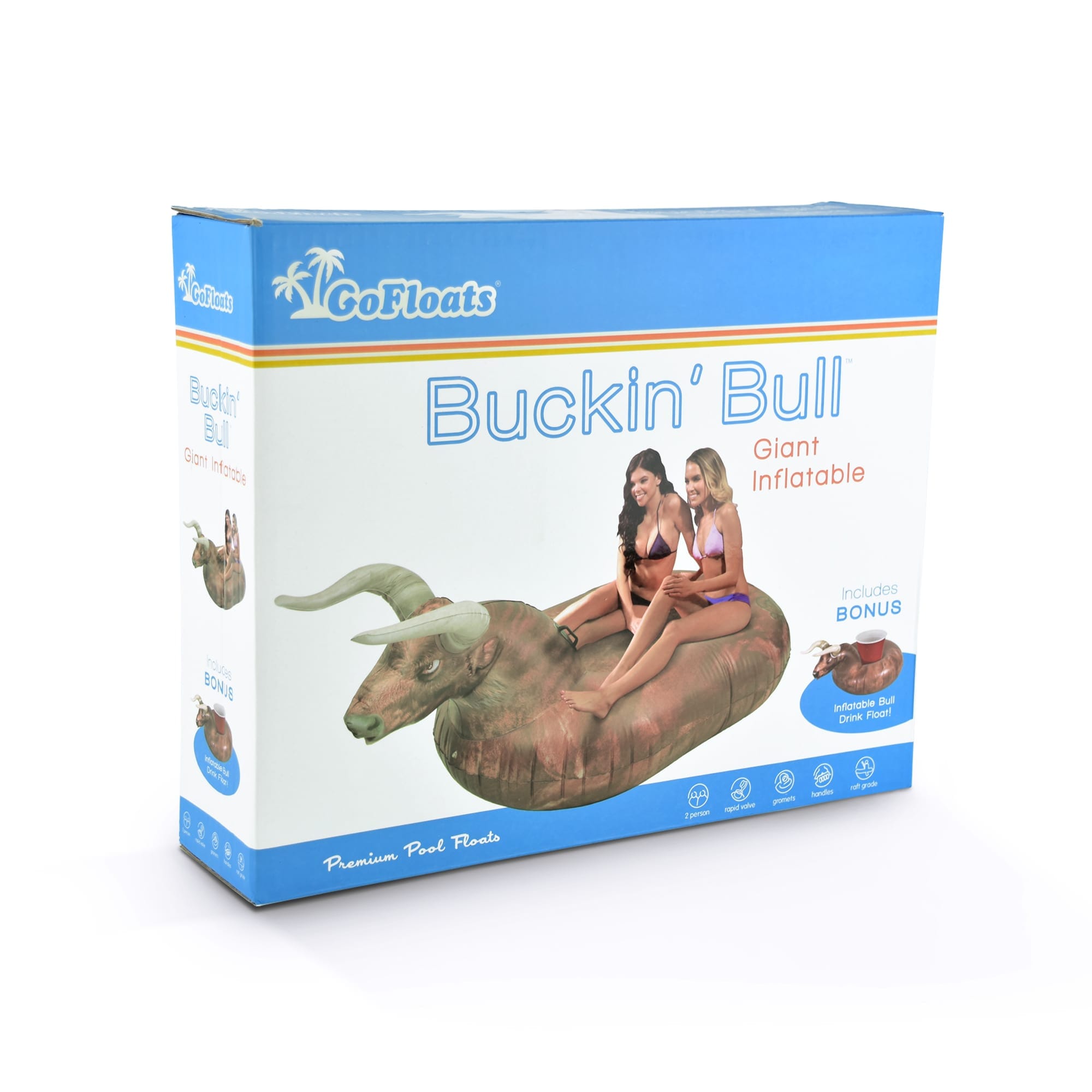 GoFloats Giant Inflatable Pool Float - Buckin' Bull GoFloats