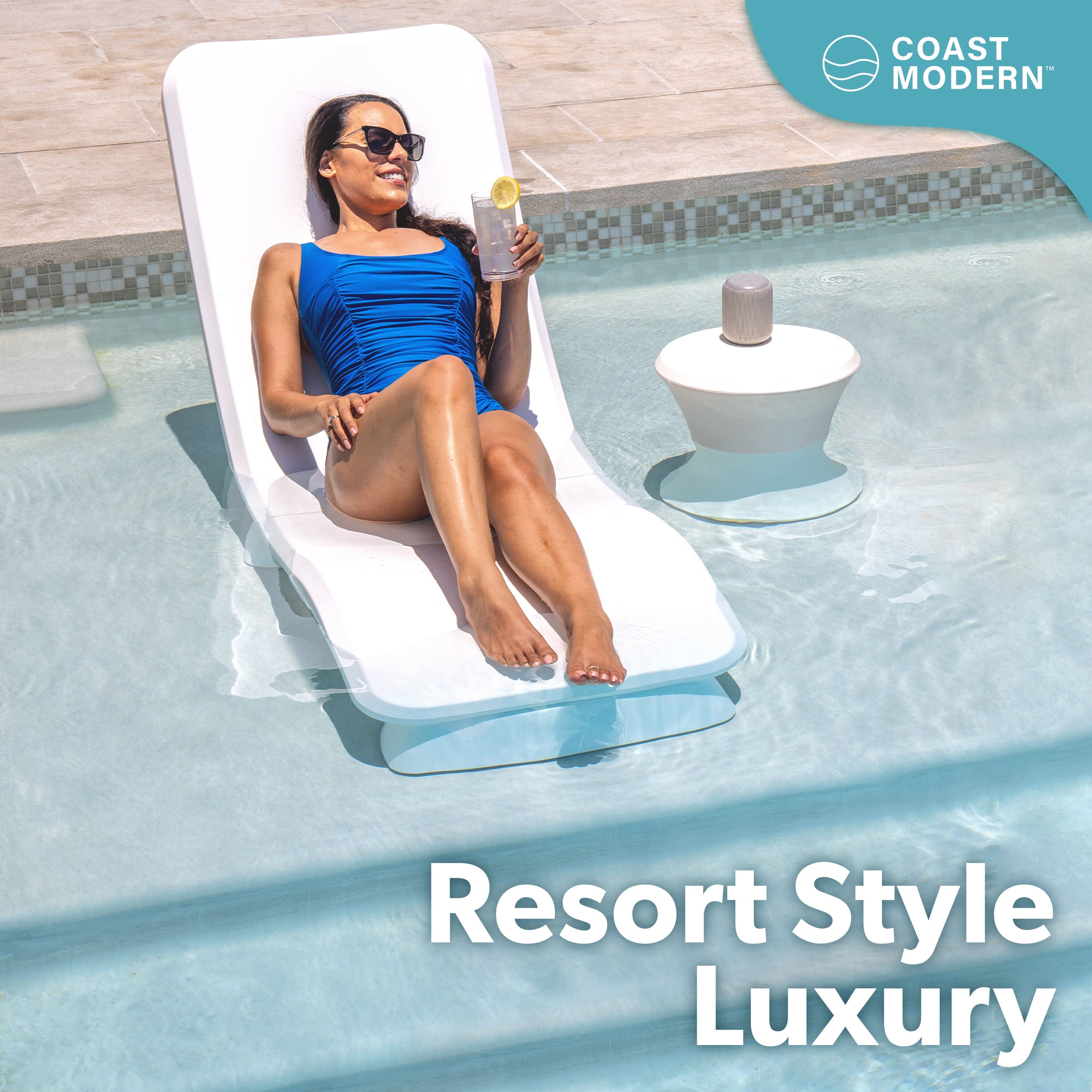 GoSports Coast Modern in Pool Lounge Chair - Waterproof & Weighted Chaise Lounger - Outdoor Furniture for Patio or in Baja Shelf PlayGoSports.com