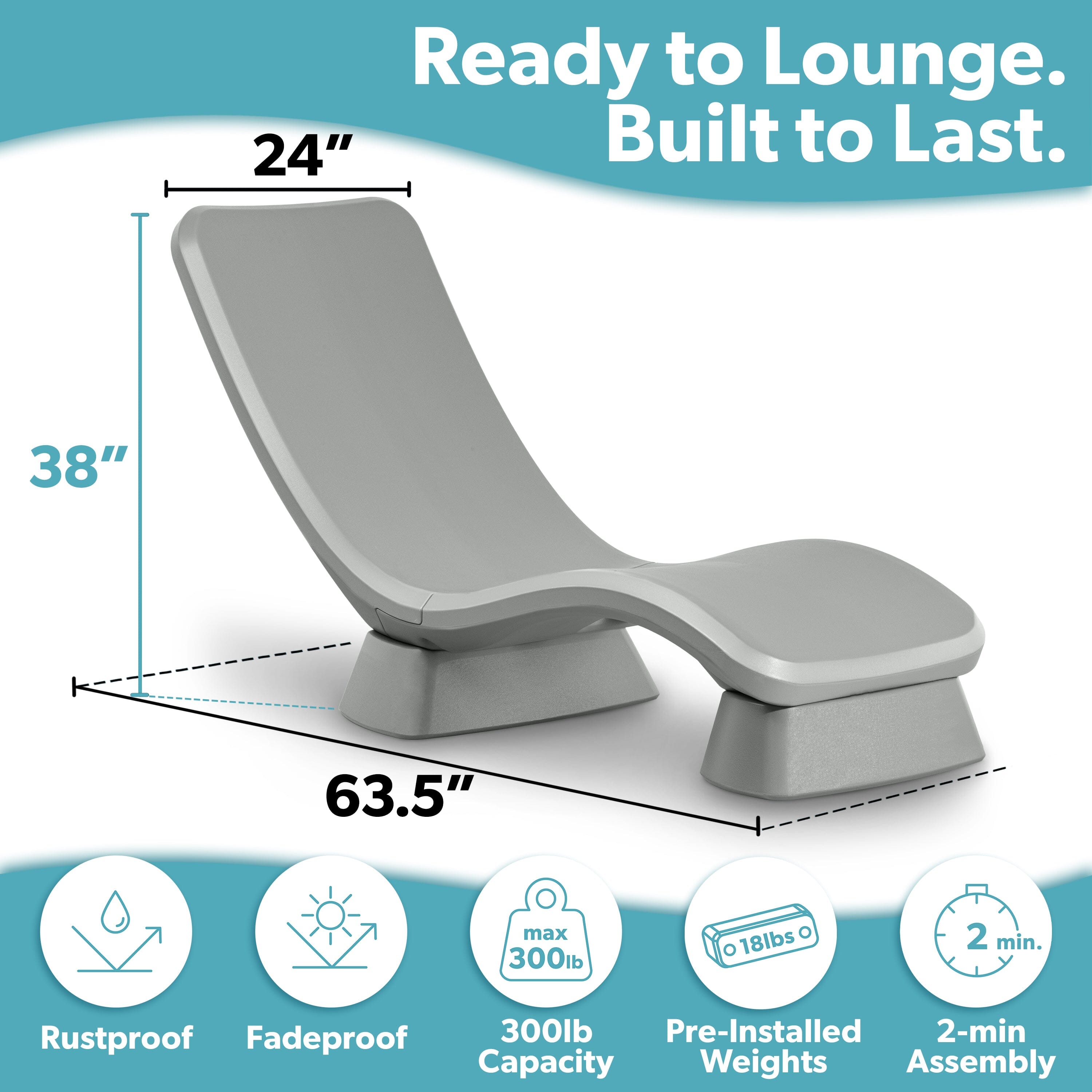 GoSports Coast Modern in Pool Lounge Chair - Waterproof & Weighted Chaise Lounger - Outdoor Furniture for Patio or in Baja Shelf PlayGoSports.com