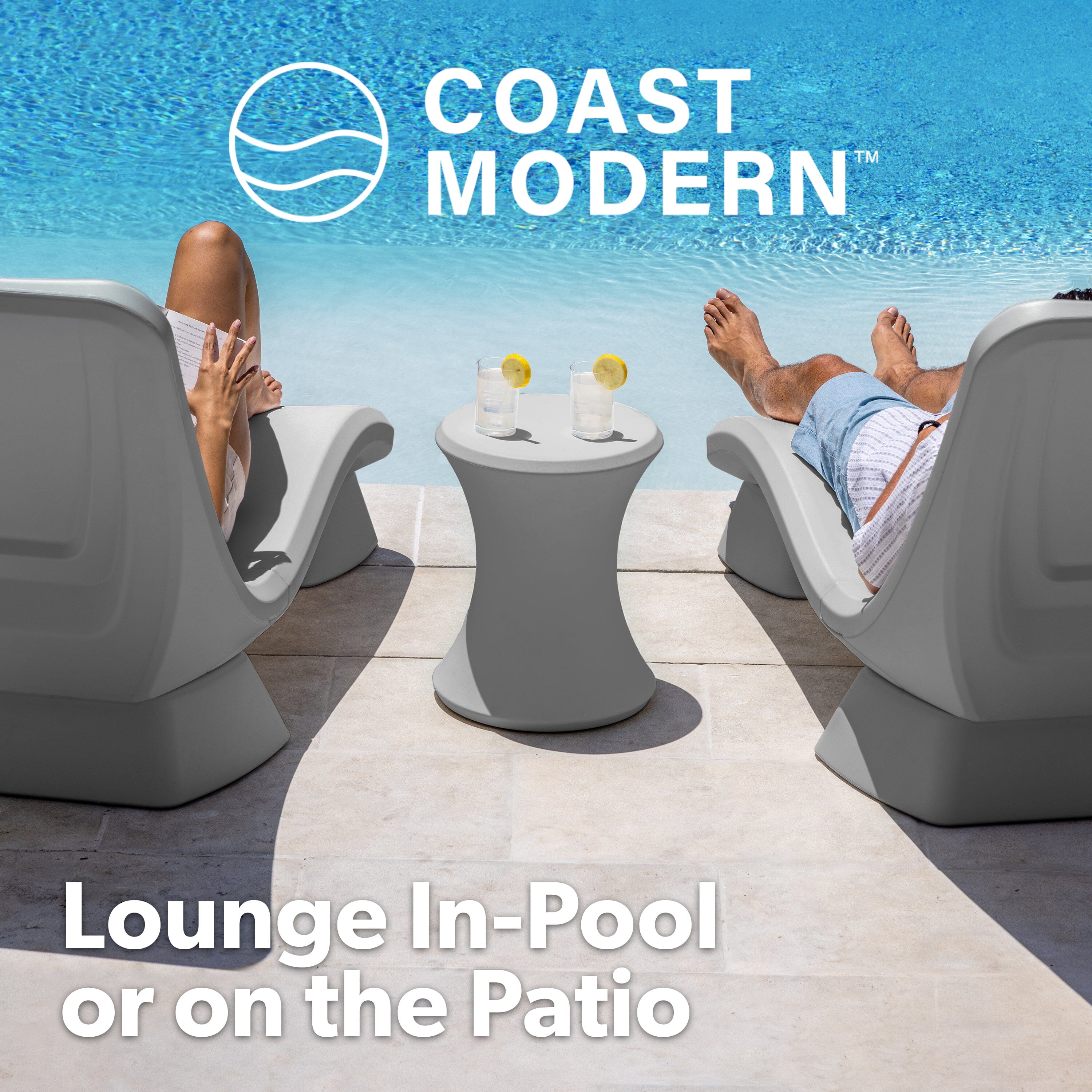 GoSports Coast Modern in Pool Lounge Chair - Waterproof & Weighted Chaise Lounger - Outdoor Furniture for Patio or in Baja Shelf PlayGoSports.com