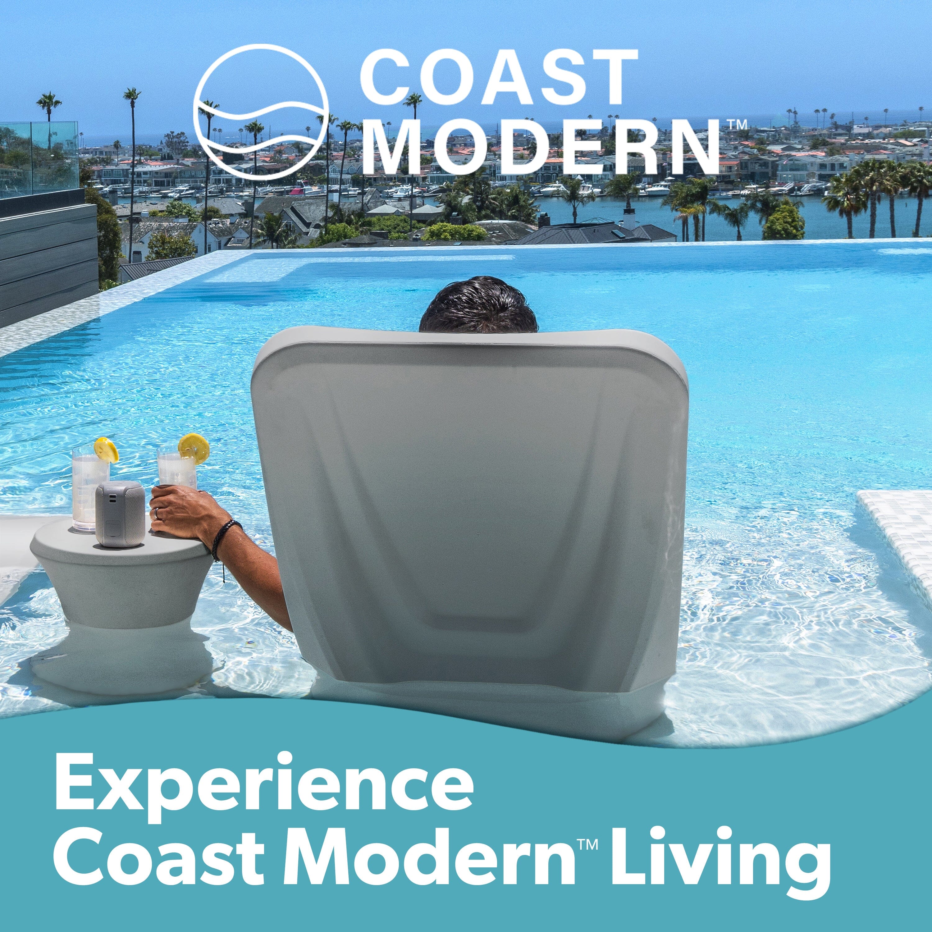 GoSports Coast Modern in Pool Lounge Chair - Waterproof & Weighted Chaise Lounger - Outdoor Furniture for Patio or in Baja Shelf PlayGoSports.com