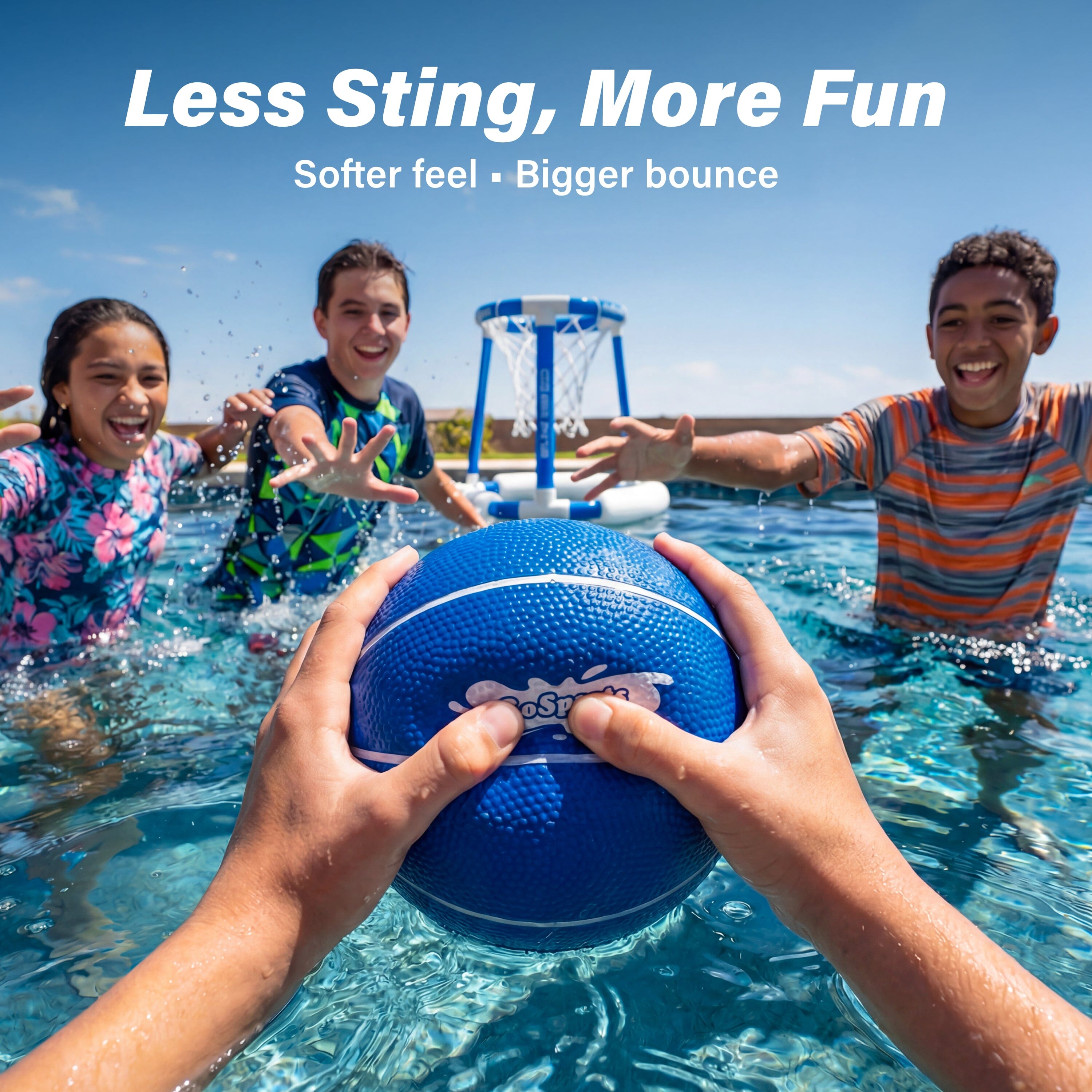 GoSports Swimming Pool Basketballs 3-Pack - Blue Pool Toy GoSports