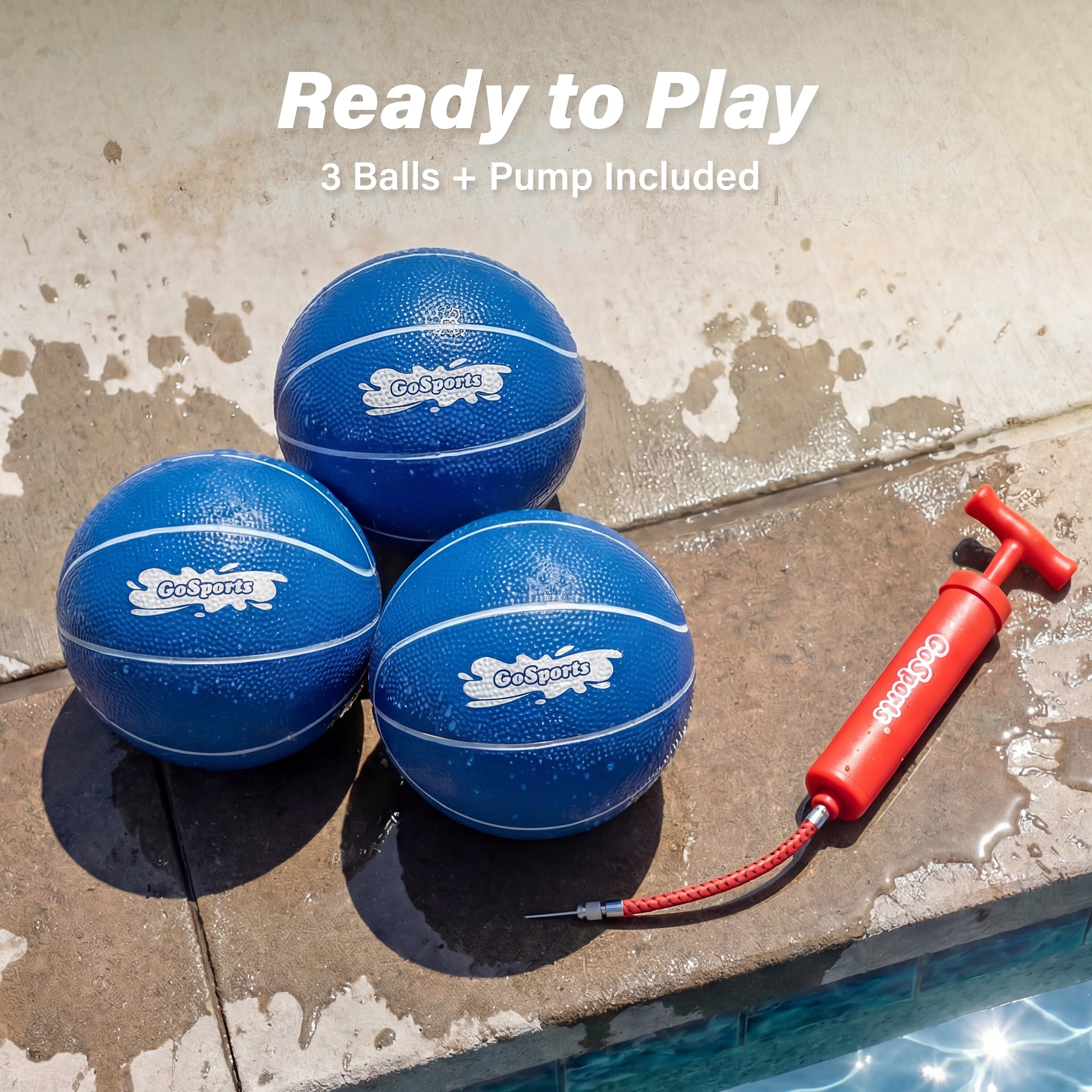 GoSports Swimming Pool Basketballs 3-Pack - Blue Pool Toy GoSports