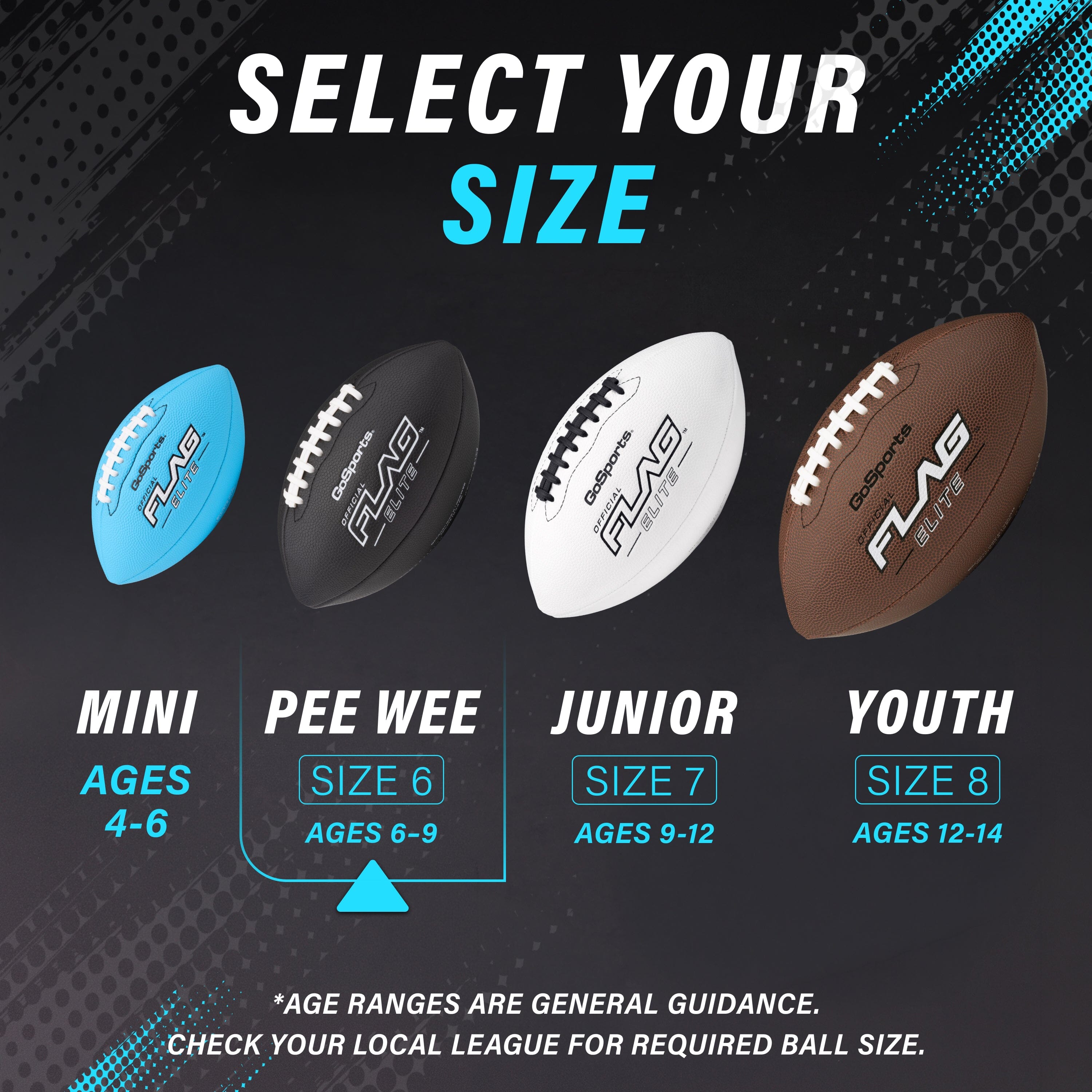 Elite Pro Grip Pee Wee Flag Football Balls, Single or 3-pk GoSports Football