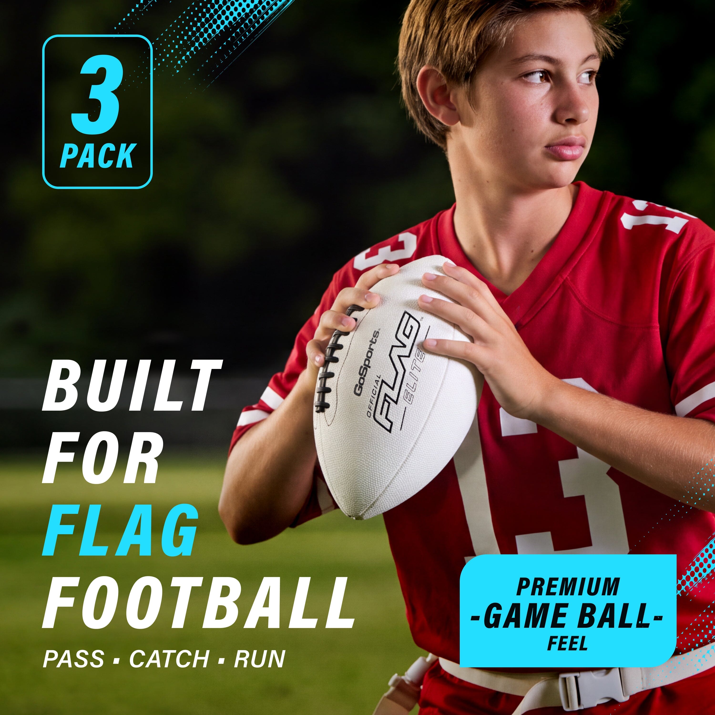 Elite Pro Grip Junior Flag Football Balls, Single or 3-pk GoSports Football