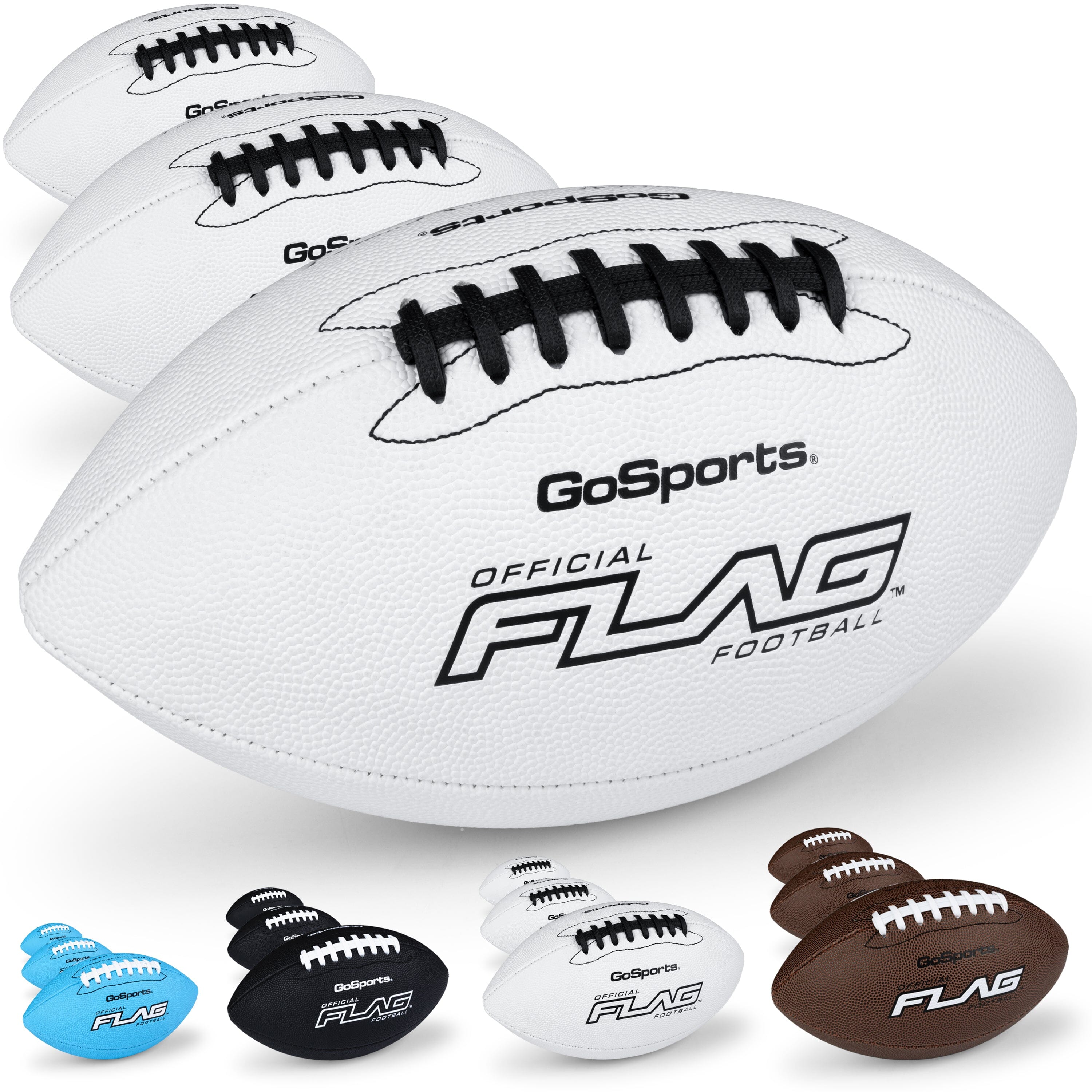 Composite Junior Flag Football Balls, Single or 3-pk GoSports Football 3-pk