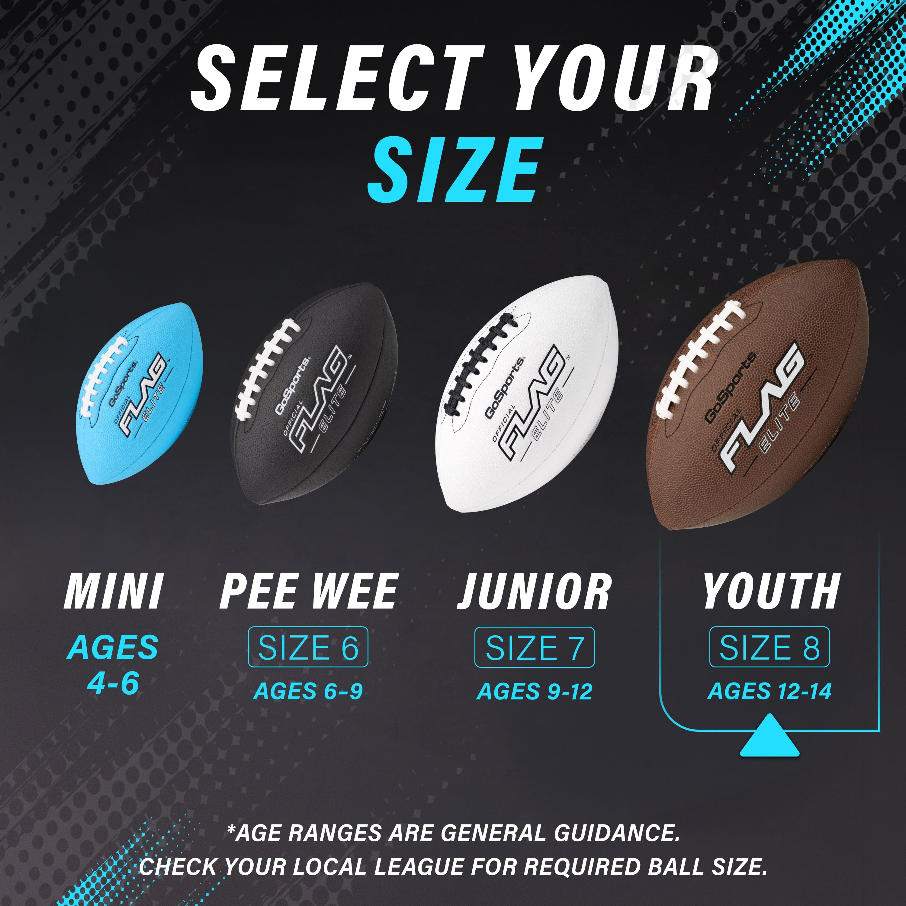 Elite Pro Grip Youth Flag Football Balls, Single or 3-pk GoSports Football
