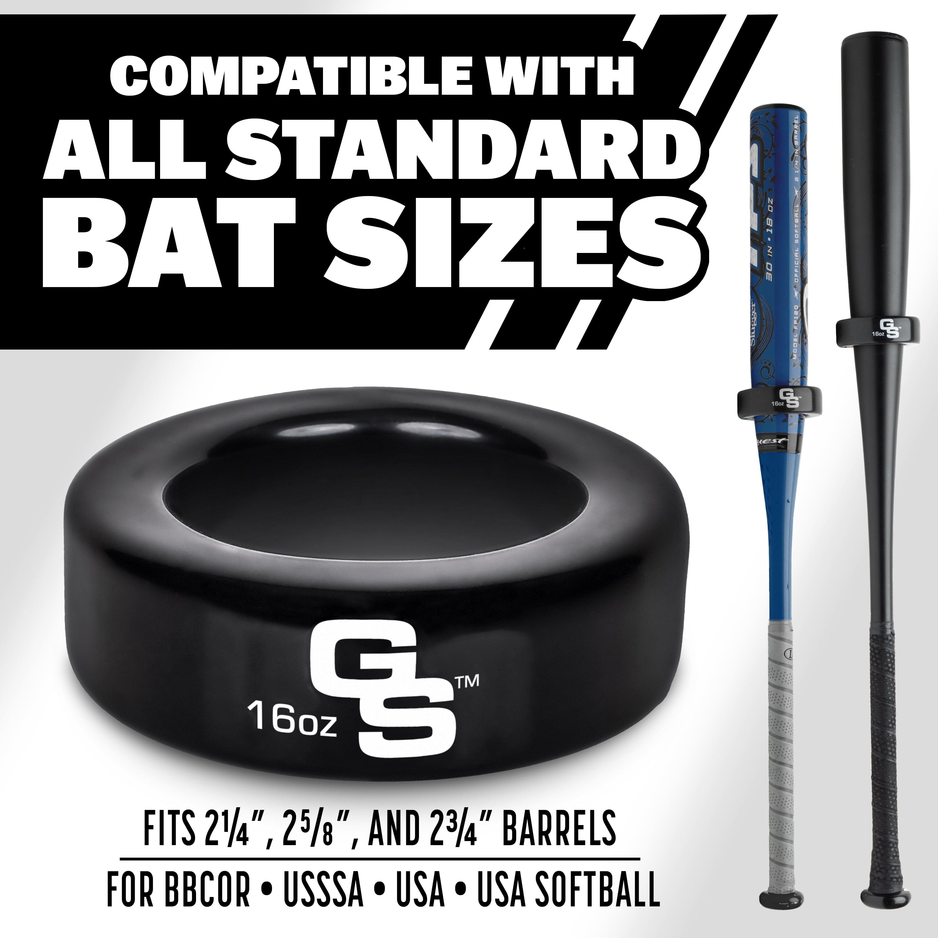 GoSports Baseball and Softball Bat Weight - 16 oz Baseball Donut - Black Playgosports.com