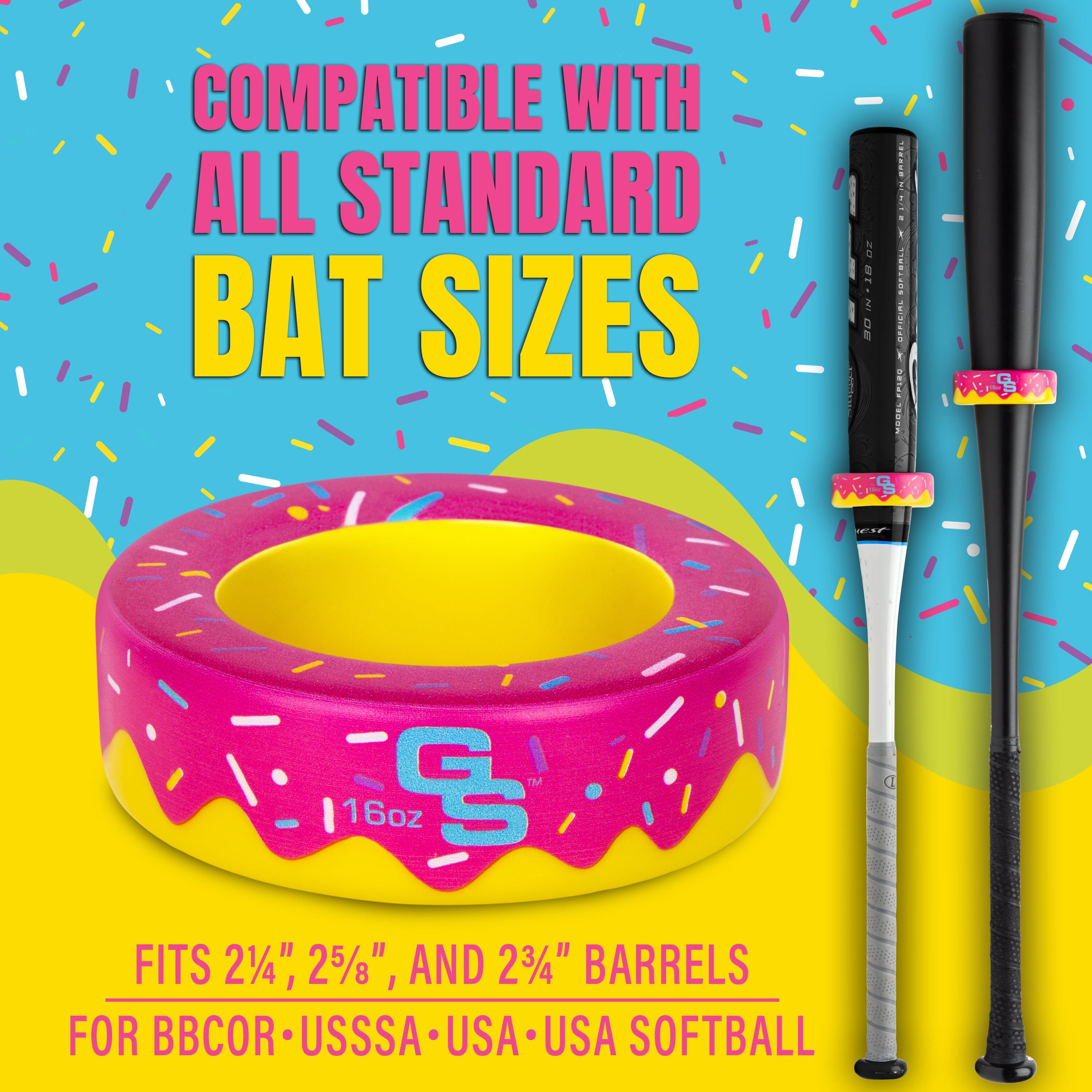 GoSports Baseball and Softball Bat Donut - 16 oz Baseball Drip Bat Weight - Pink Playgosports.com