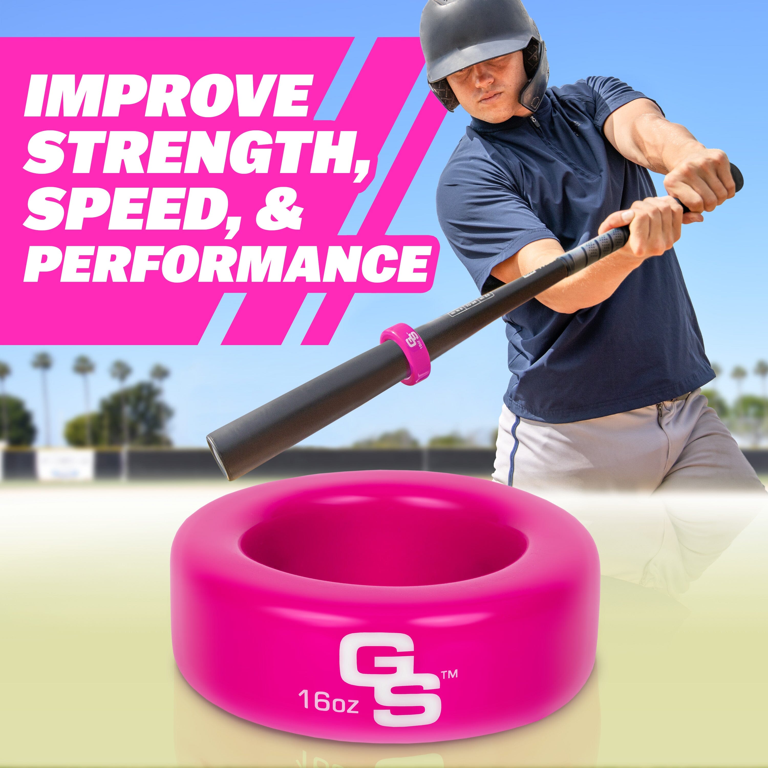 GoSports Baseball and Softball Bat Weight - 16 oz Baseball Donut - Pink Playgosports.com
