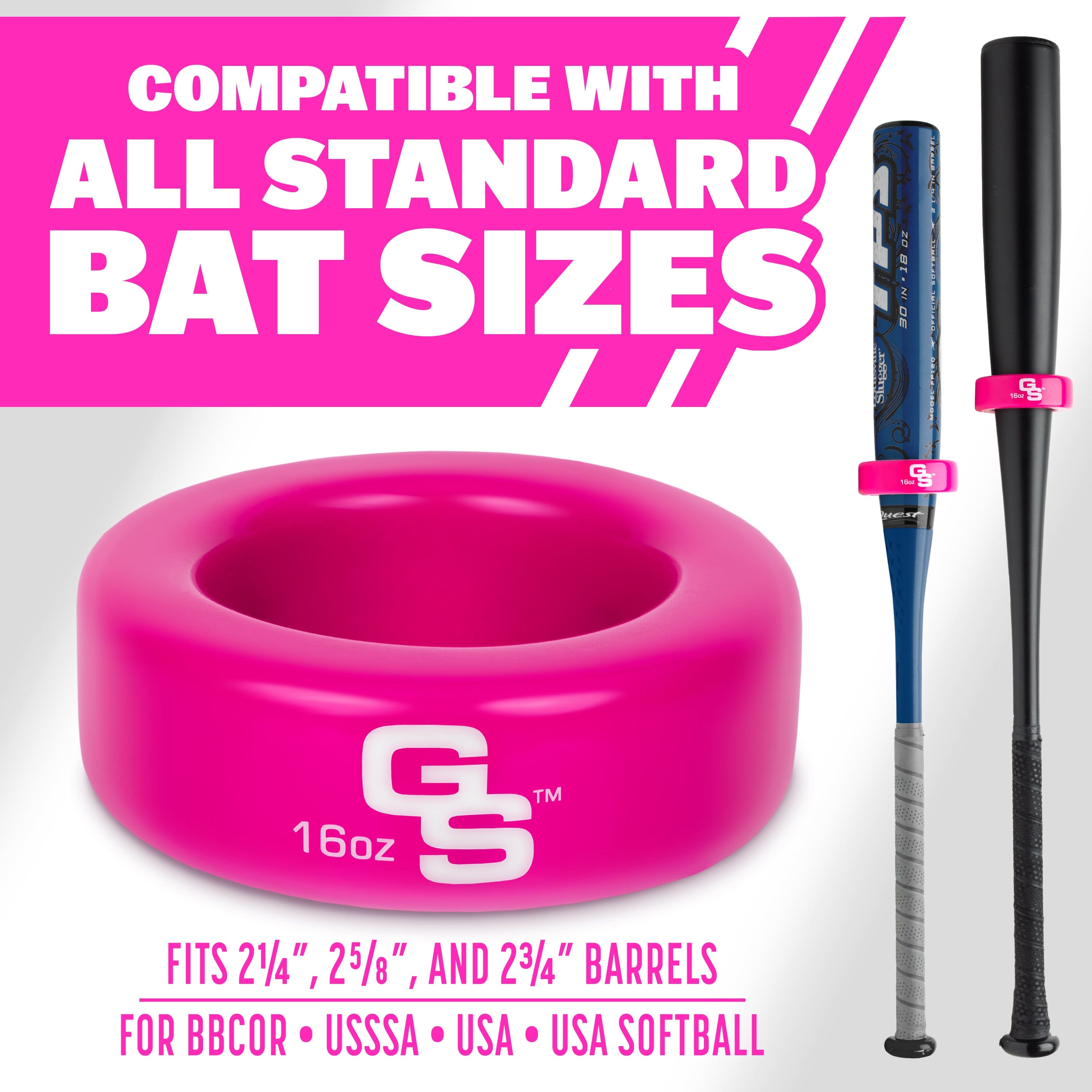 GoSports Baseball and Softball Bat Weight - 16 oz Baseball Donut - Pink Playgosports.com