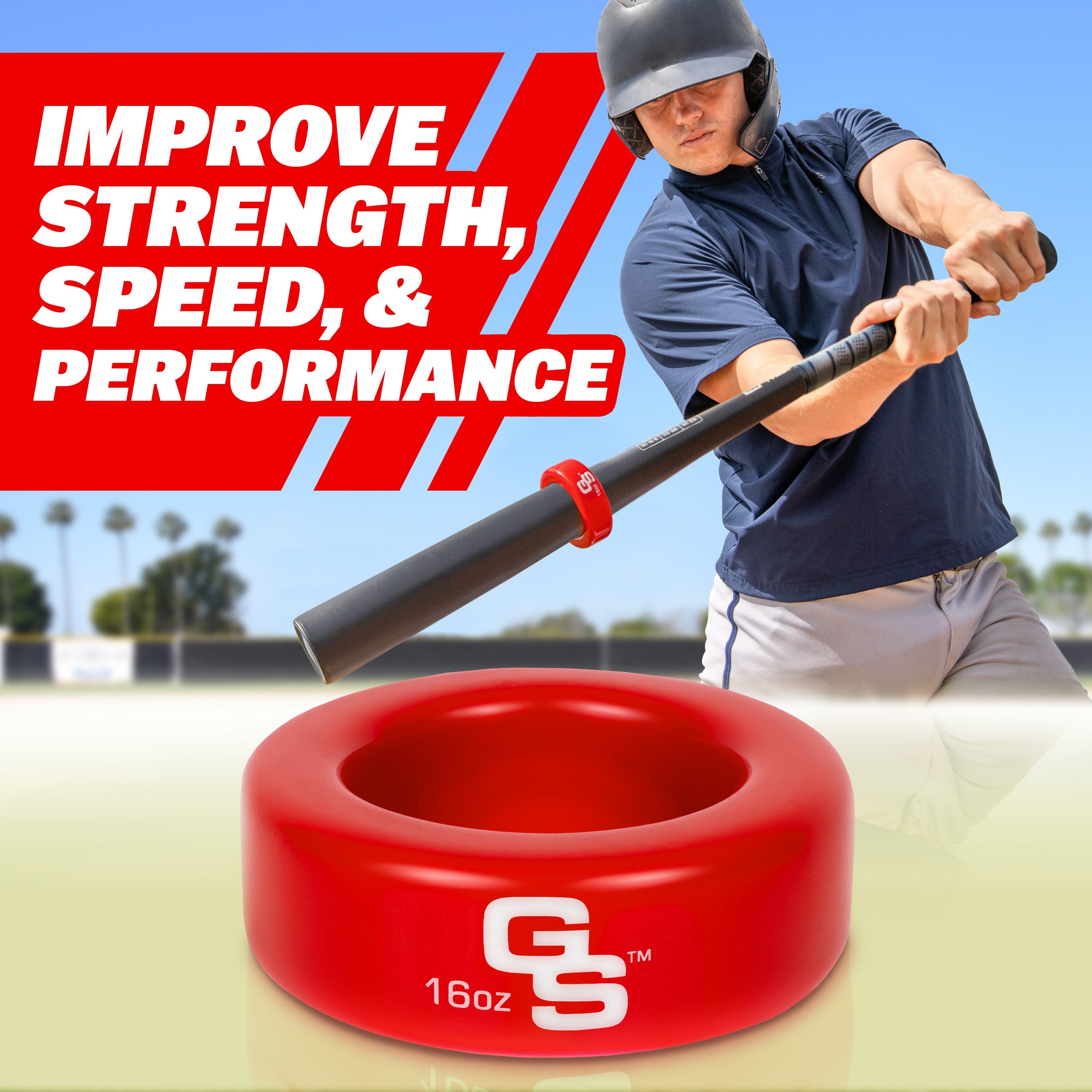 GoSports Baseball and Softball Bat Weight - 16 oz Baseball Donut - Red Playgosports.com