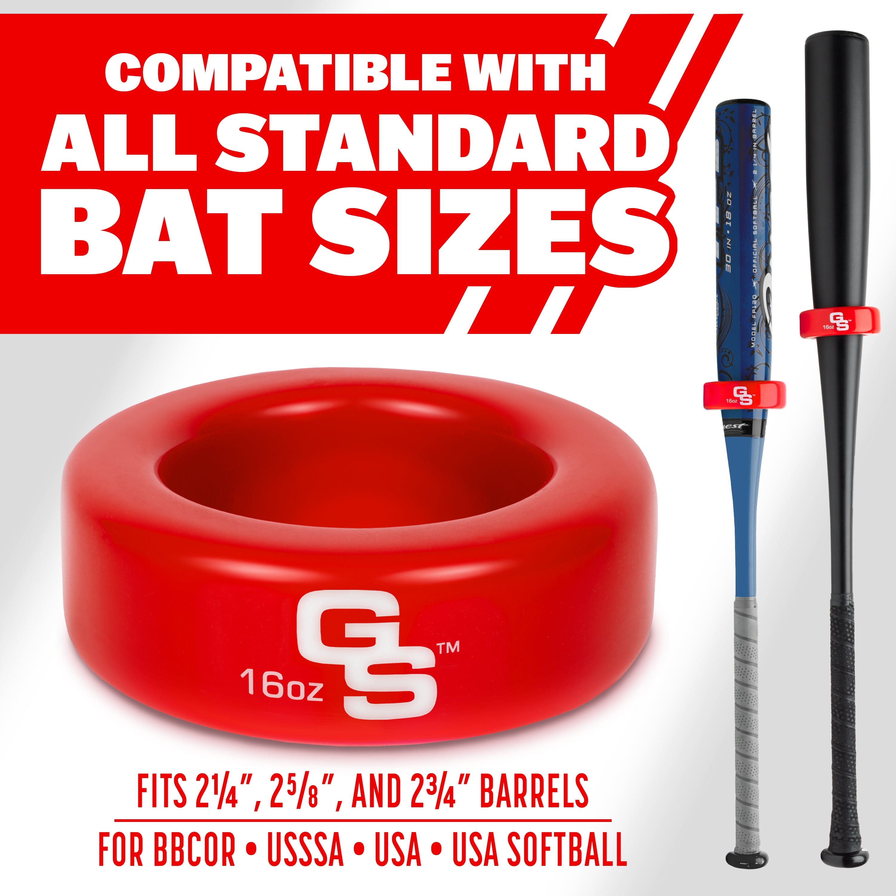 GoSports Baseball and Softball Bat Weight - 16 oz Baseball Donut - Red Playgosports.com