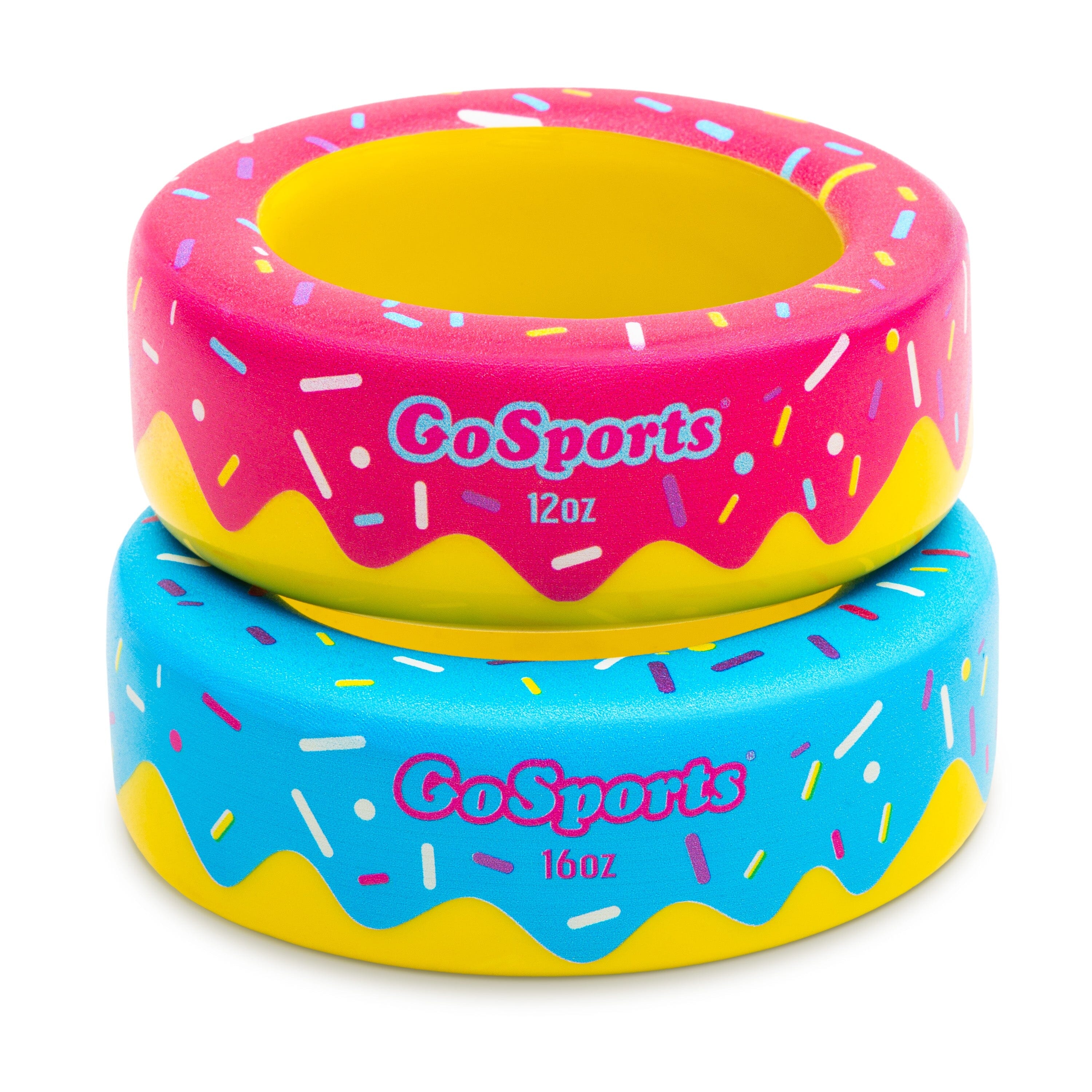 GoSports Baseball and Softball Bat Donuts - 2 Pack Baseball Drip Bat Weights - 16 oz & 12 oz PlayGoSports.com