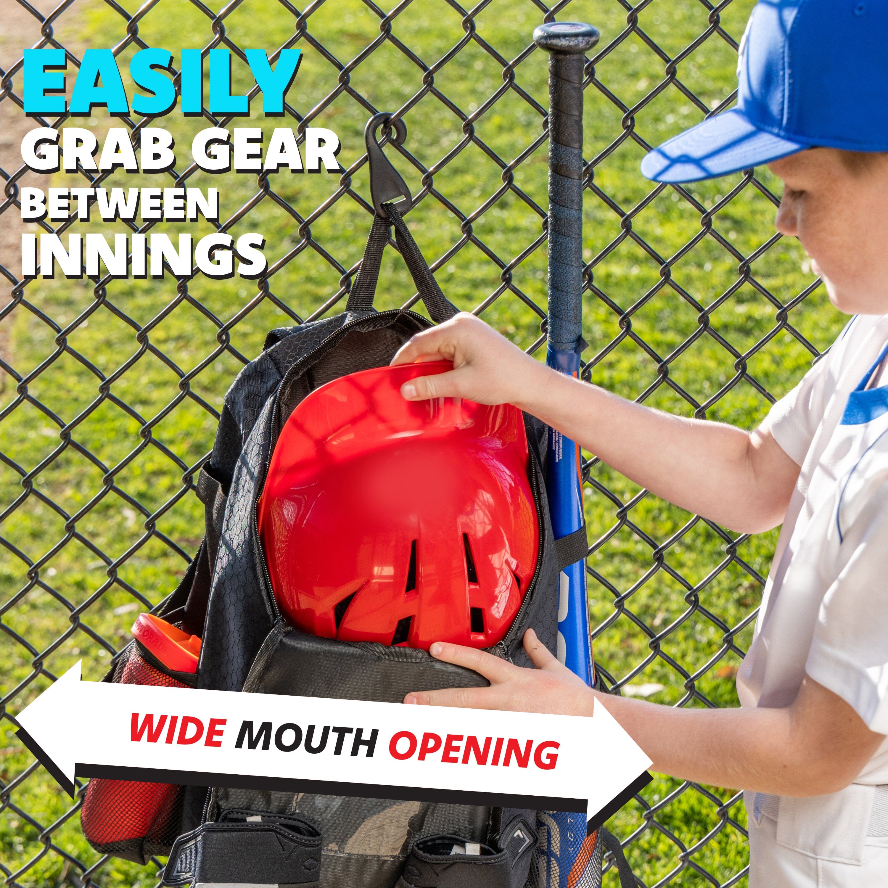 GoSports Youth Baseball and Softball Bag with Customizable Charm Panel GoSports