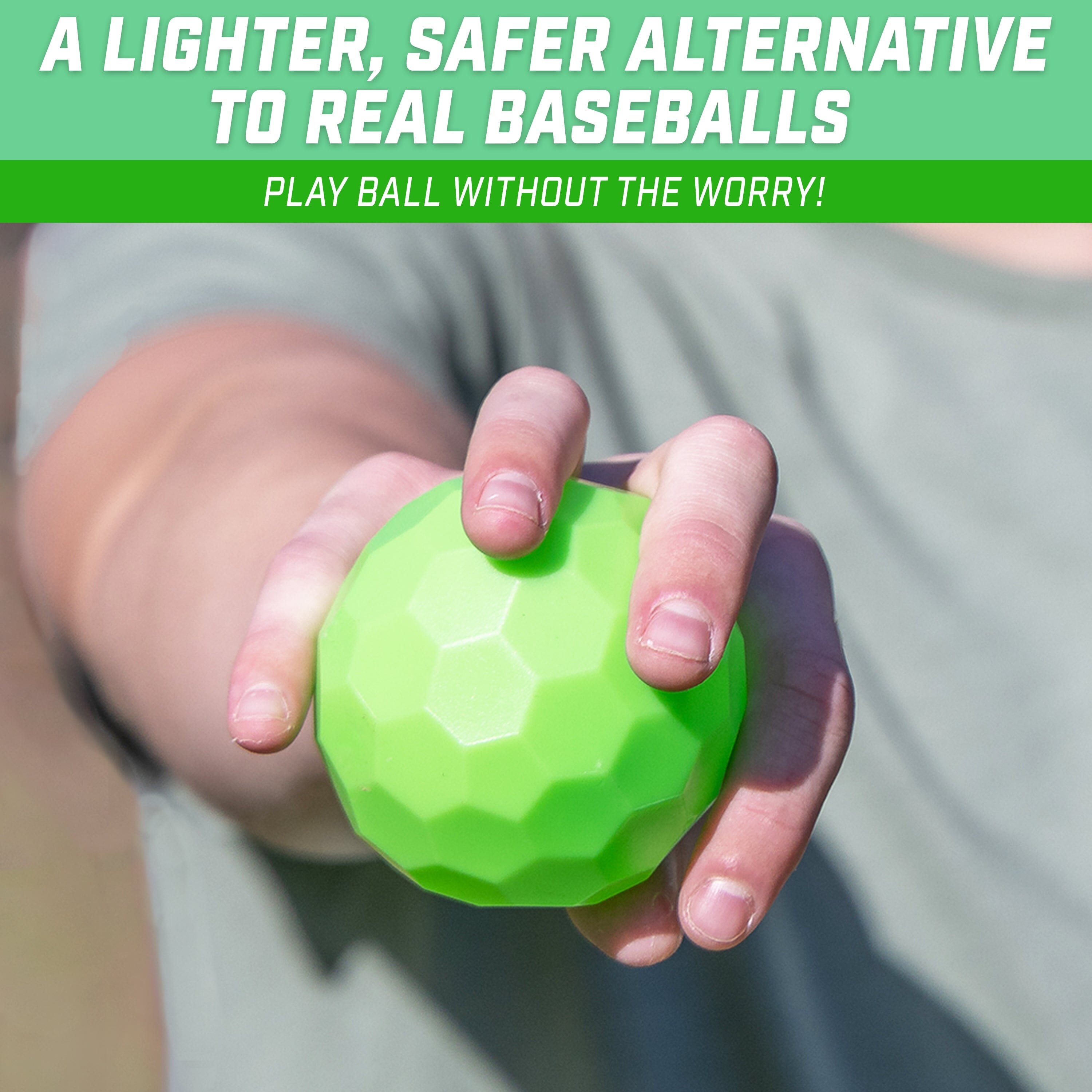 a person holding a green ball in their hand