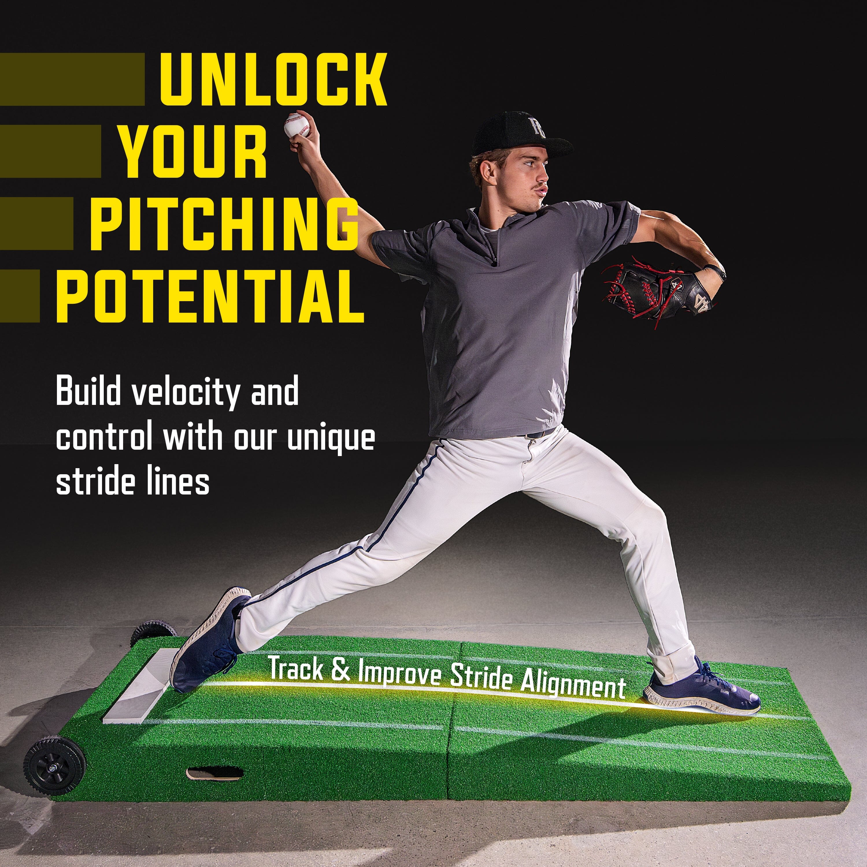 GoSports Portable Baseball Pitching Mound with Stride Lines - 80 x 28 x 6 Inches - Foldable Pitching Mound Baseball Playgosports.com