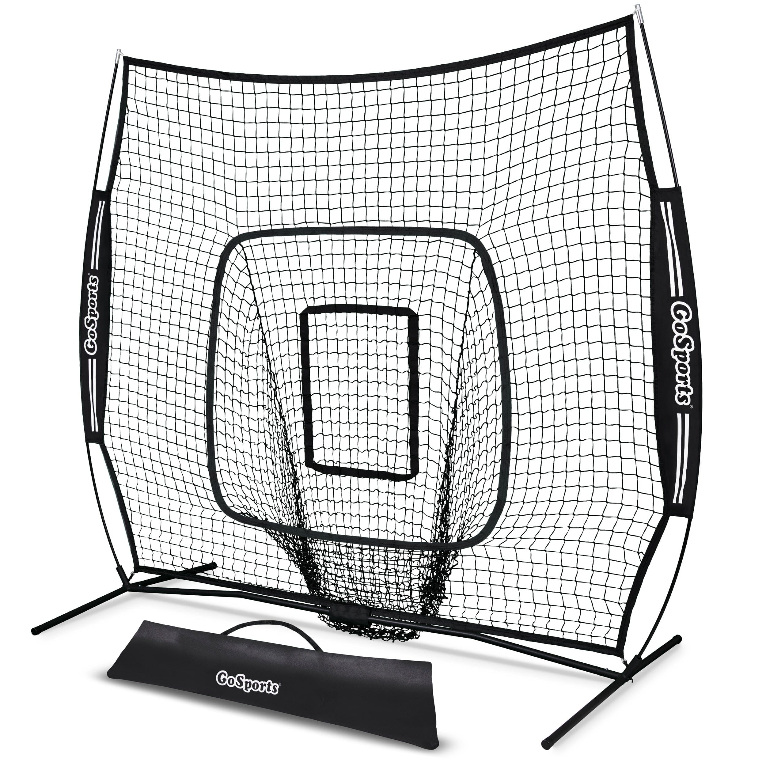 GoSports 6 x 6 ft Youth Baseball & Softball Net - Practice Hitting & Pitching Net with Bow Type Frame, Carry Bag and Strike Zone PlayGoSports.com