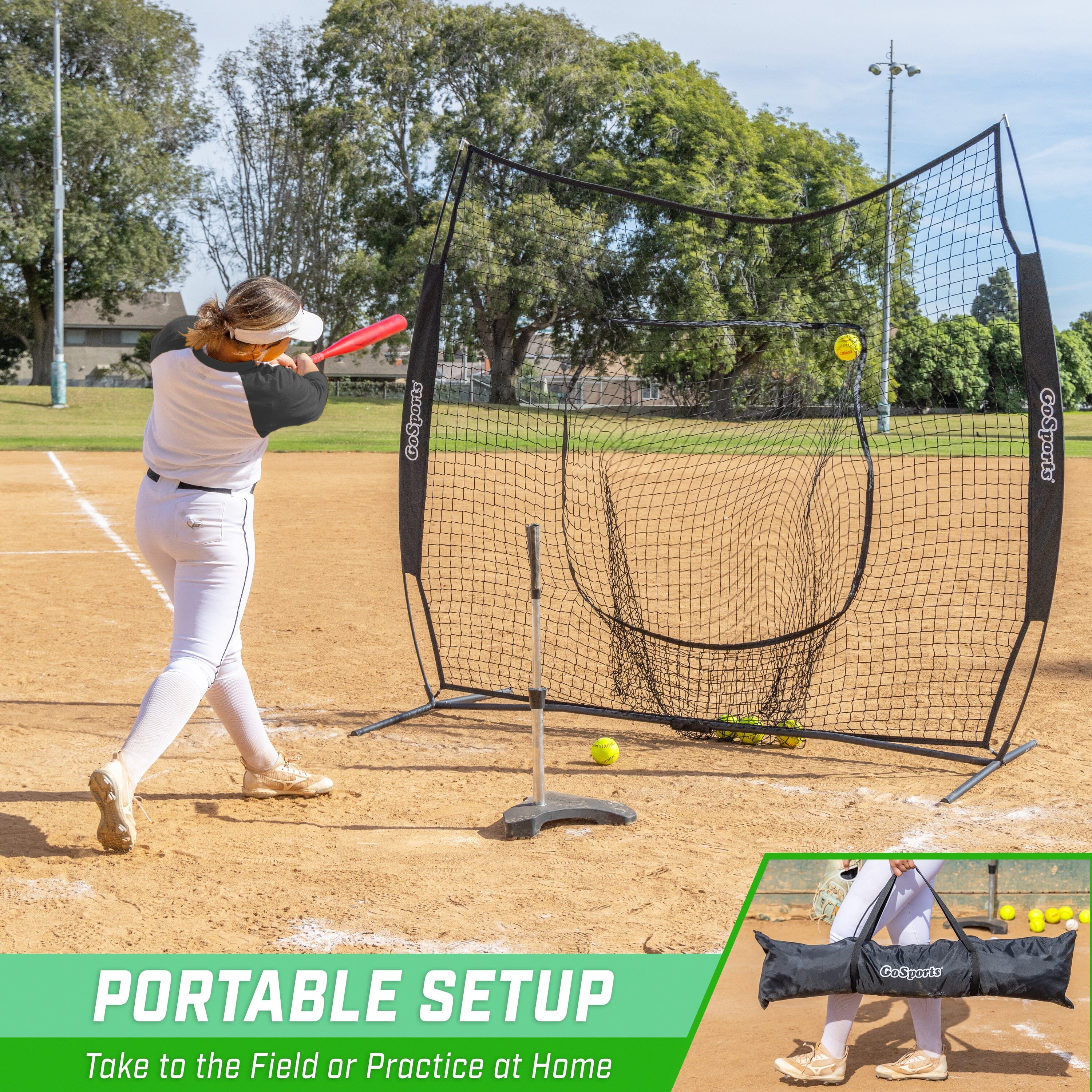 a woman swinging a bat at a baseball game