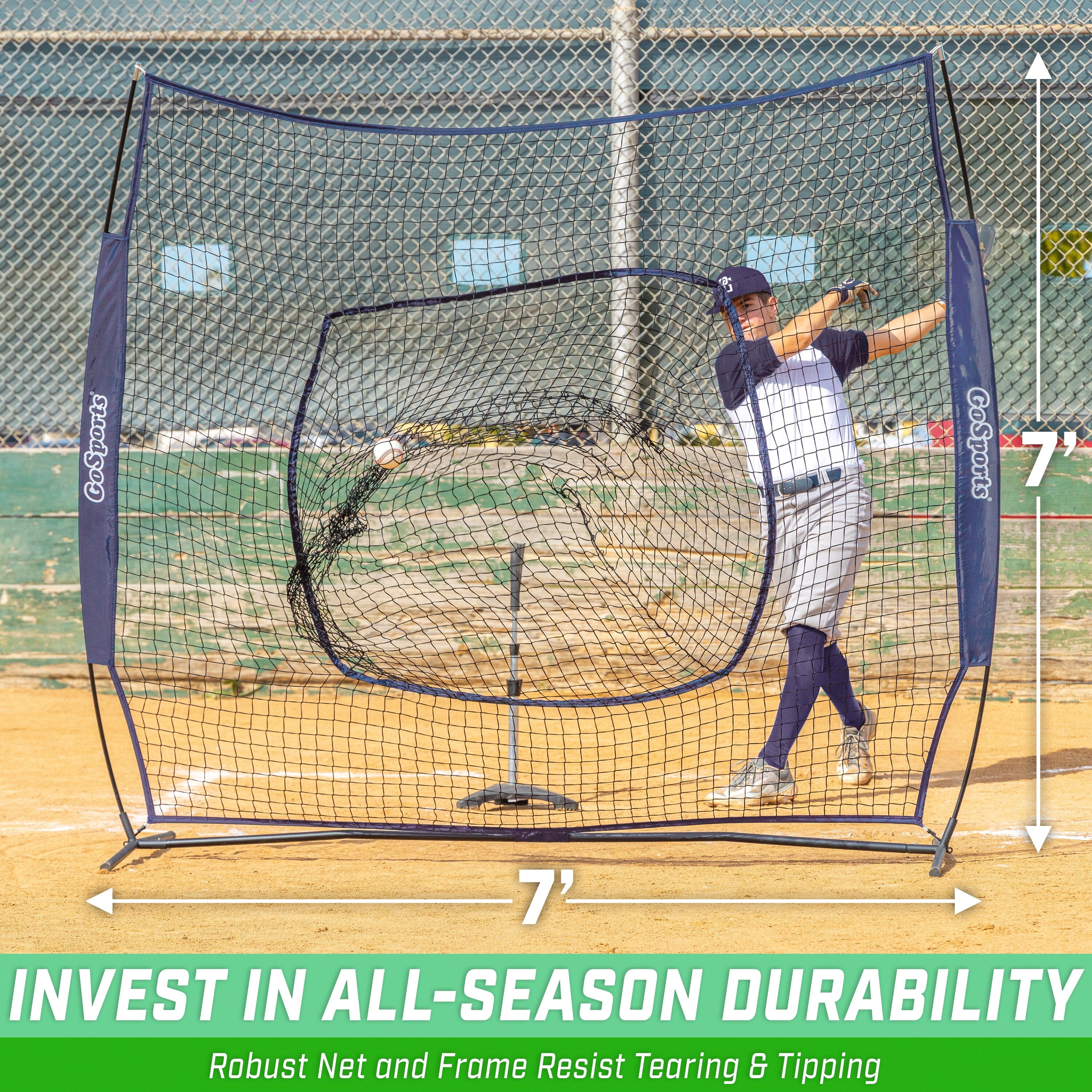 a baseball player is swinging at a ball