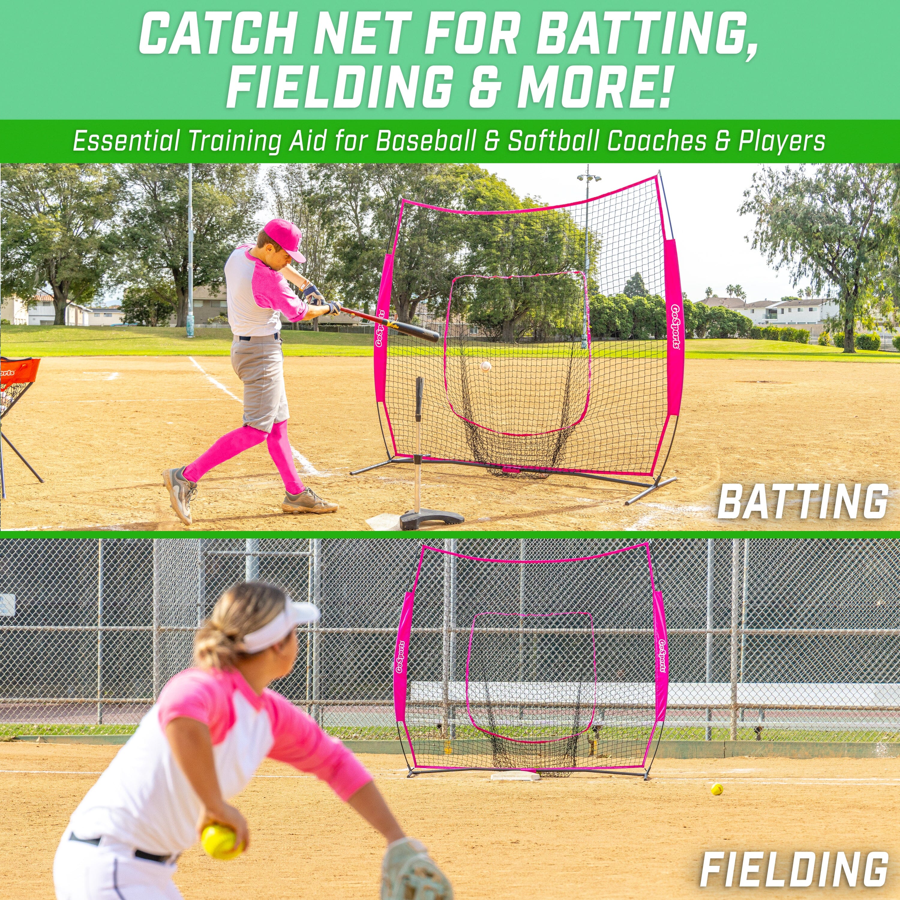 a woman swinging a bat at a softball game
