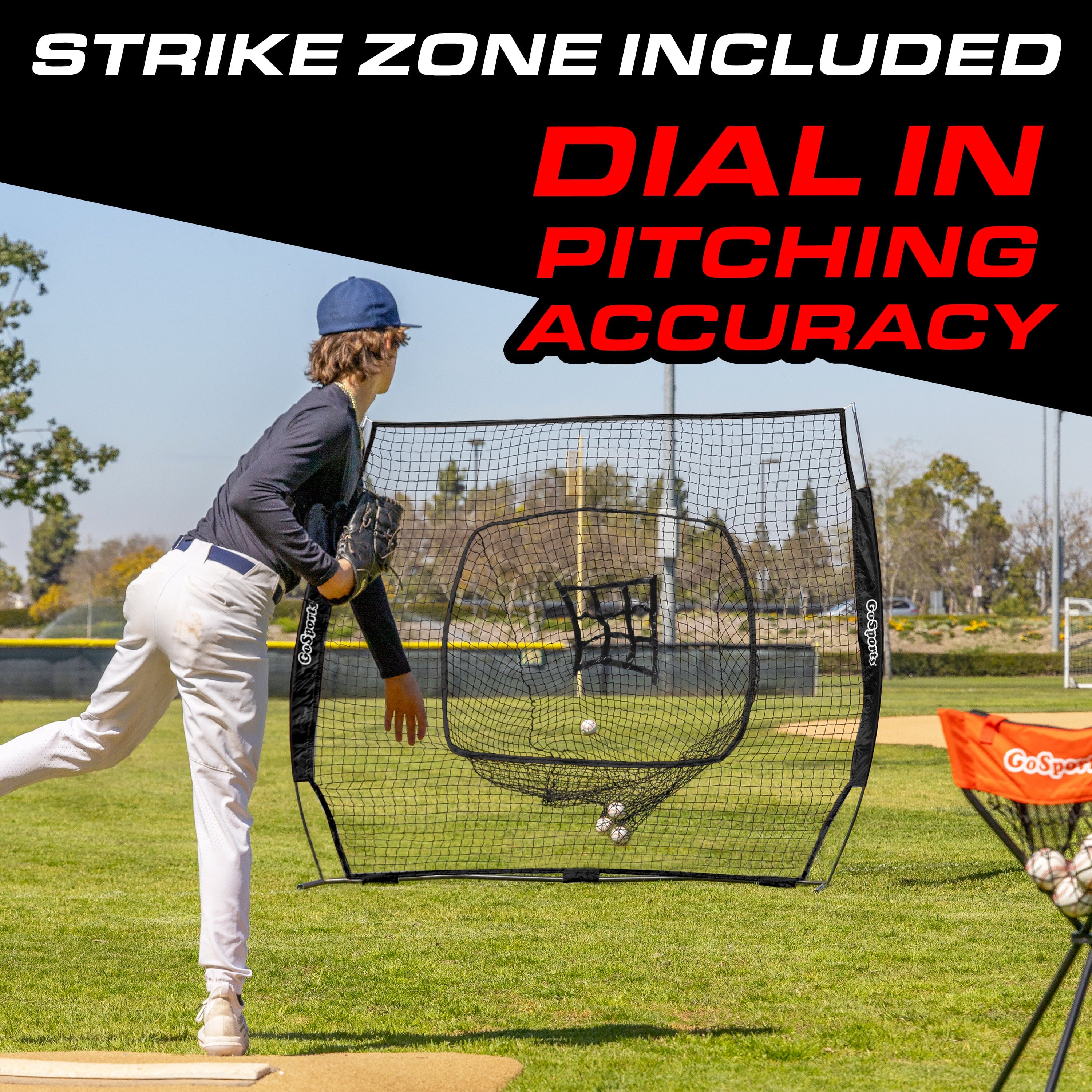 GoSports 7 ft x 7 ft Baseball & Softball Practice Hitting & Pitching Net Baseball GoSports