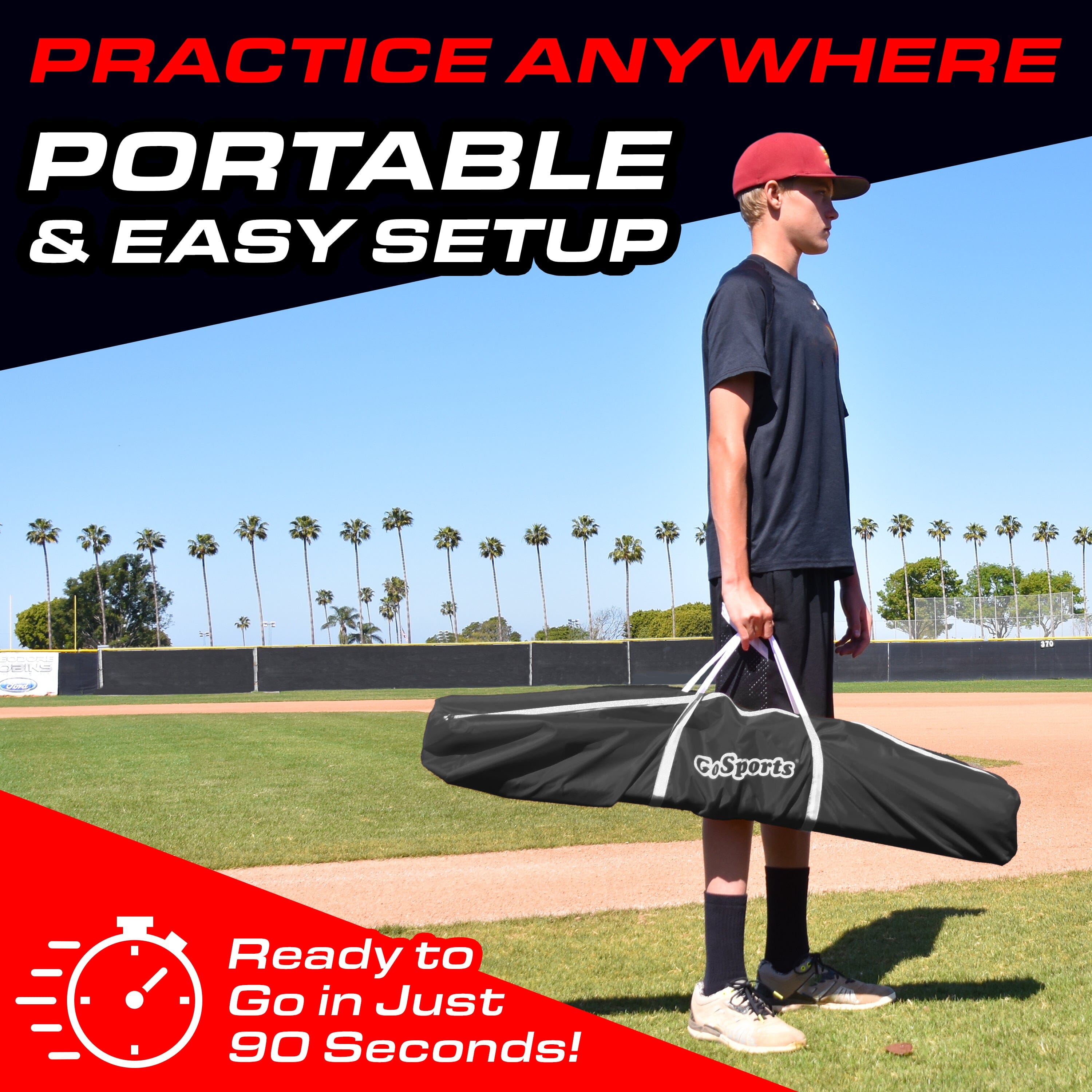 GoSports 7 ft x 7 ft Baseball & Softball Practice Hitting & Pitching Net Baseball GoSports
