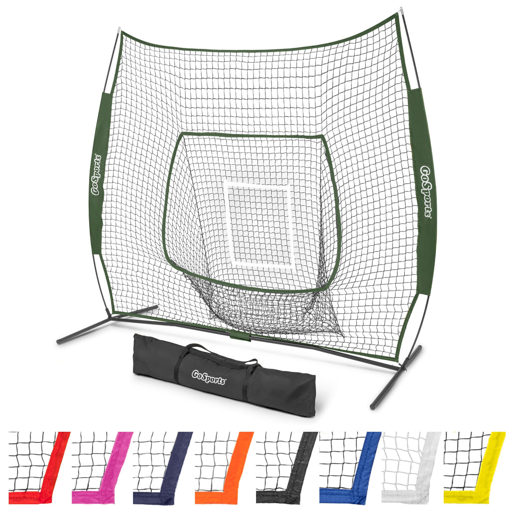 GoSports Team Tone 7 ft x 7 ft Baseball & Softball Practice Hitting & Pitching Net in Team Colors - Green GoSports 