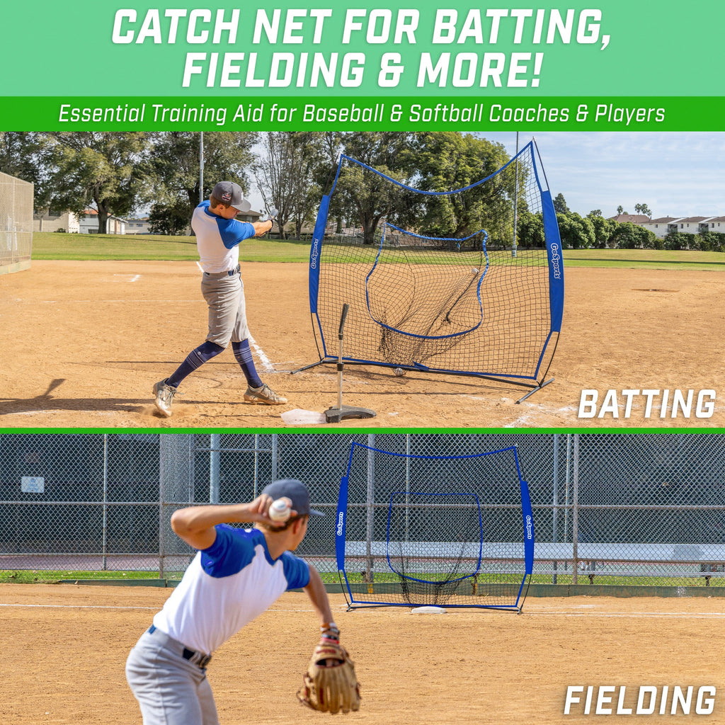 GoSports Team Tone 7 ft x 7 ft Baseball & Softball Practice Hitting & Pitching Net in Team Colors - Royal GoSports 