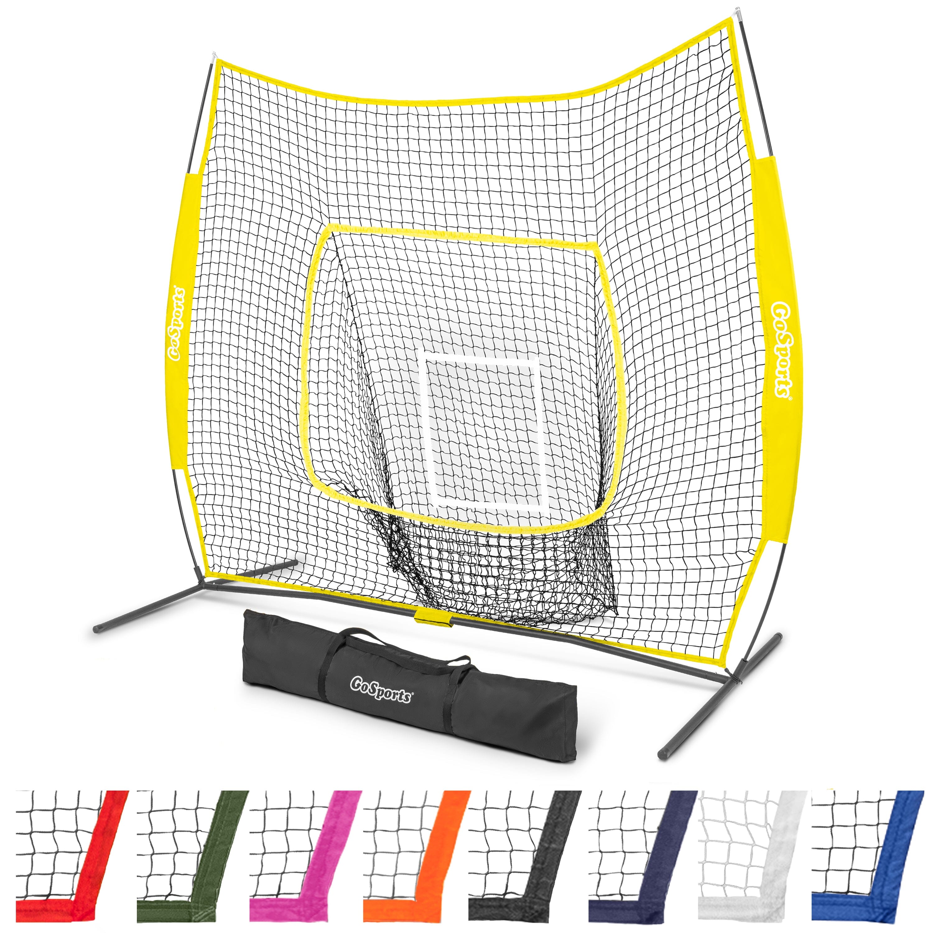 the goal set includes a net, a ball and a bag