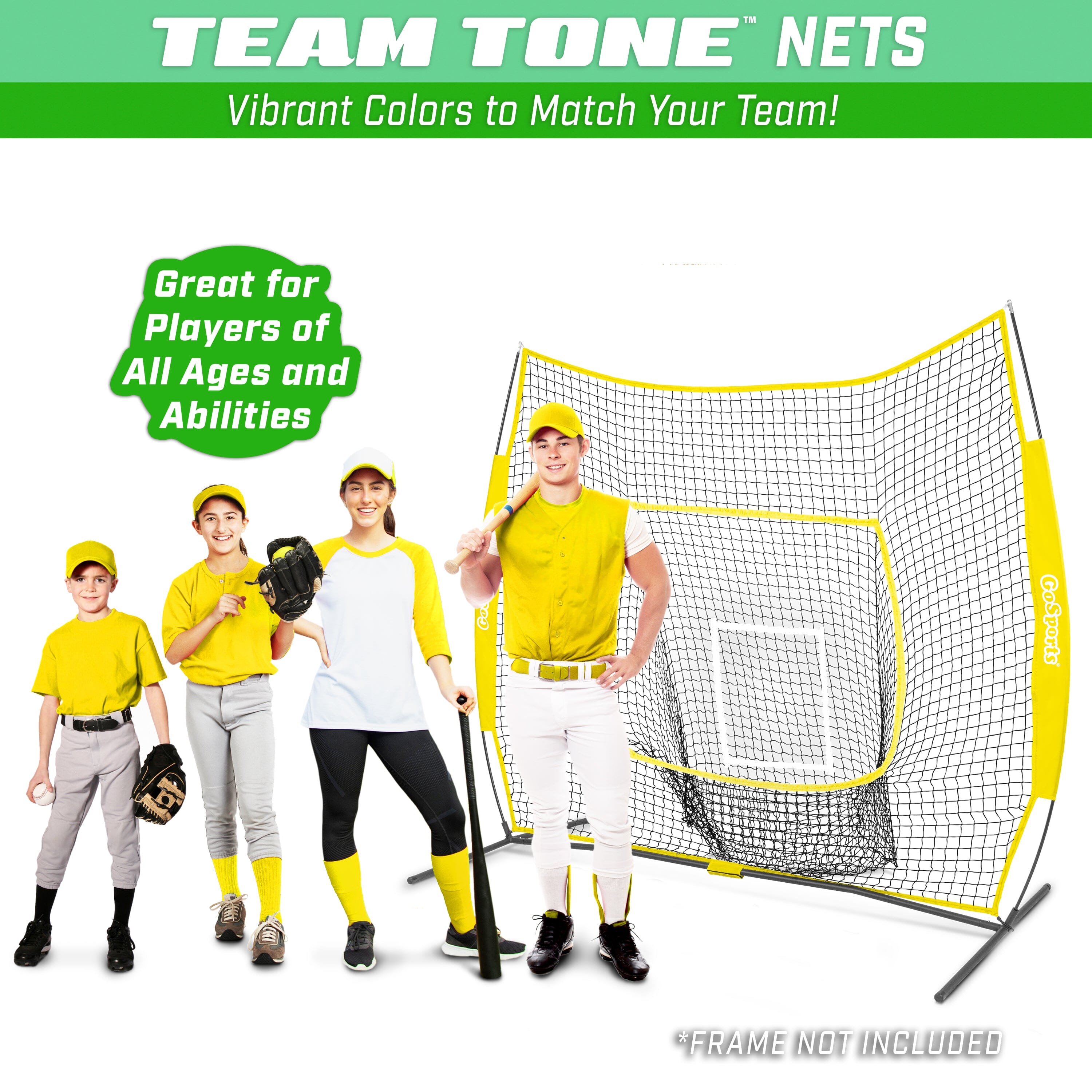 a group of people in yellow shirts and baseball uniforms