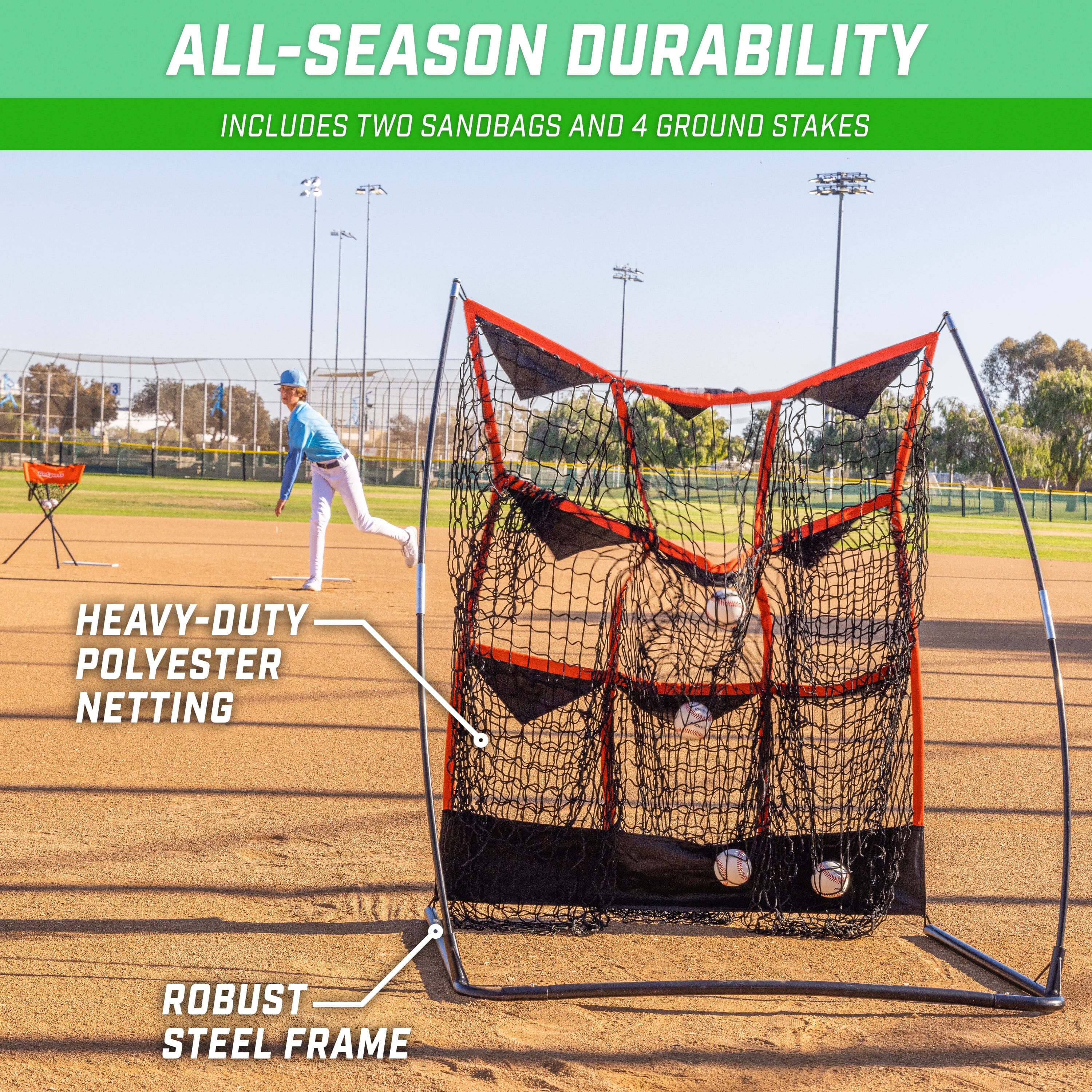 GoSports 9 Pocket Baseball and Softball Pitching Strike Zone Target Net Baseball GoSports