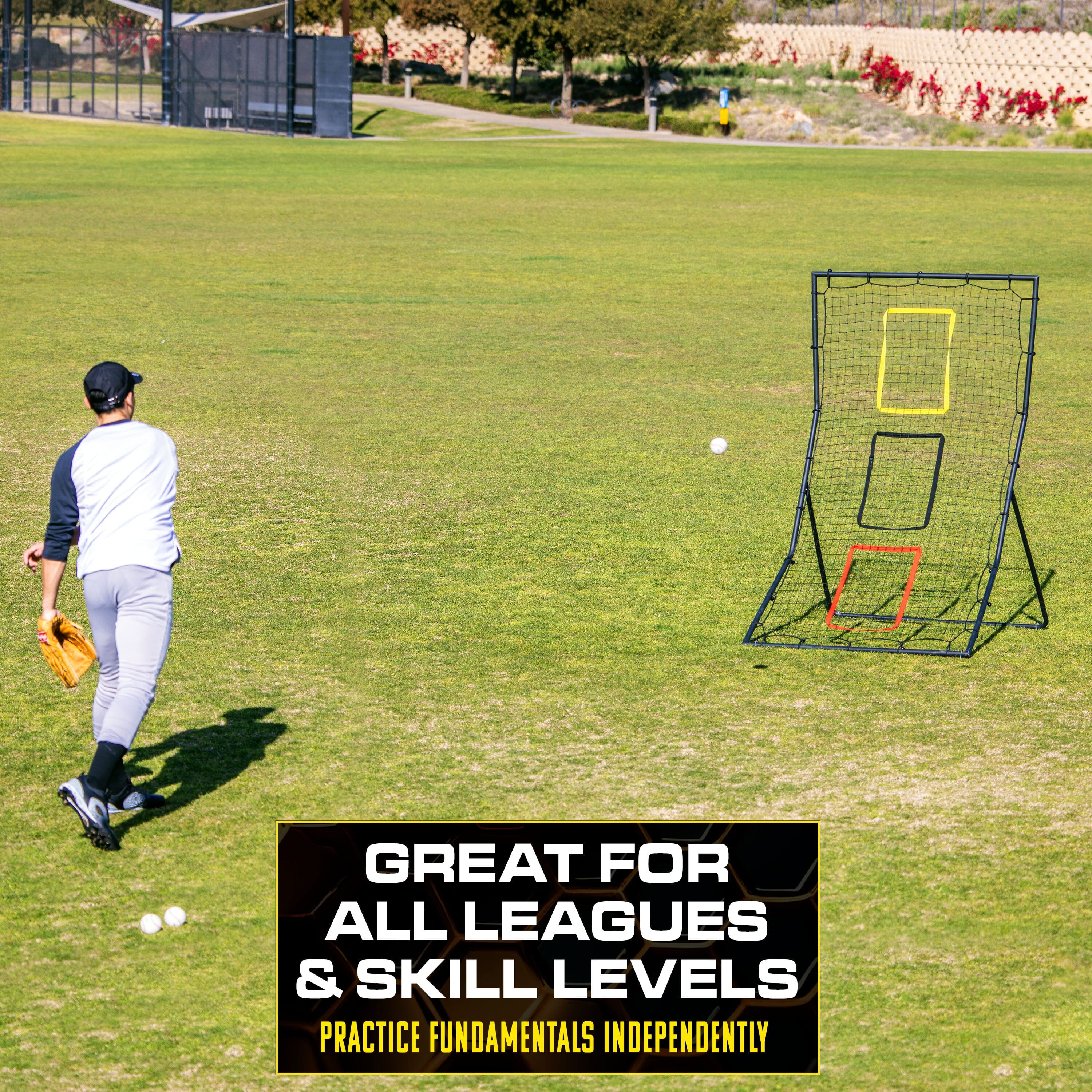 GoSports 6 x 4 ft Baseball & Softball Pitching and Fielding Rebounder - Pitch Back Net with 3 Target Zones GoSports