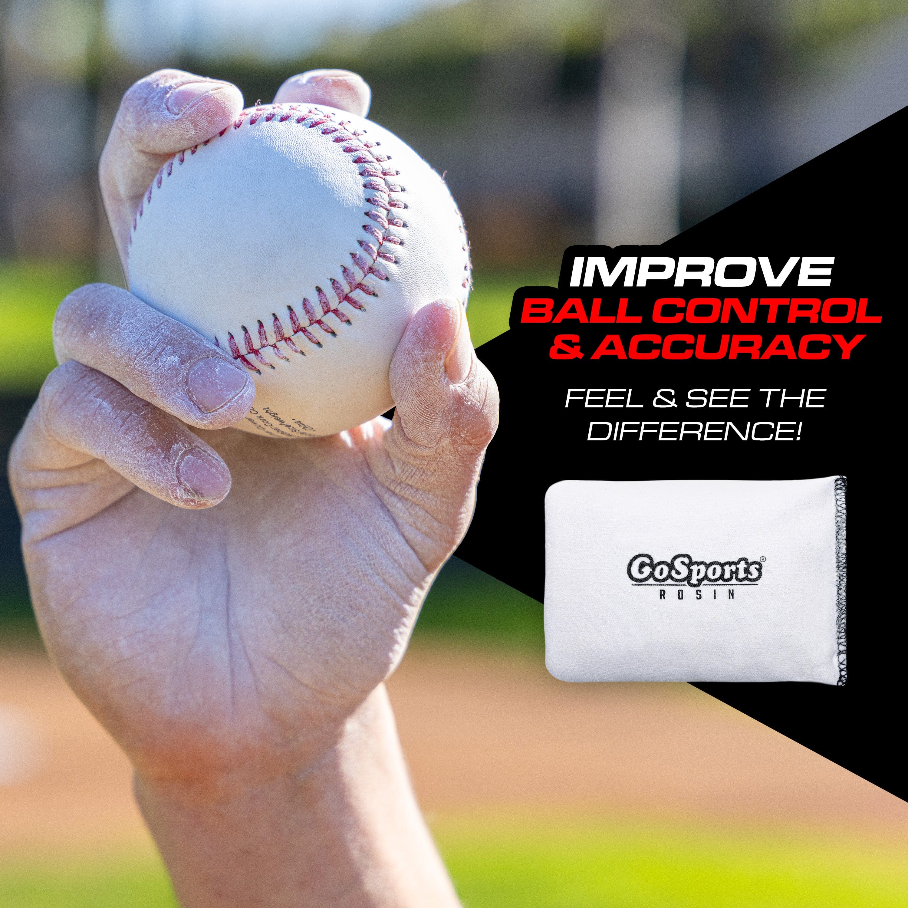 GoSports Rosin Bag - Multi-Sport Dry Grip Powder for Baseball, Softball, & More - Includes Resealable Bag GoSports