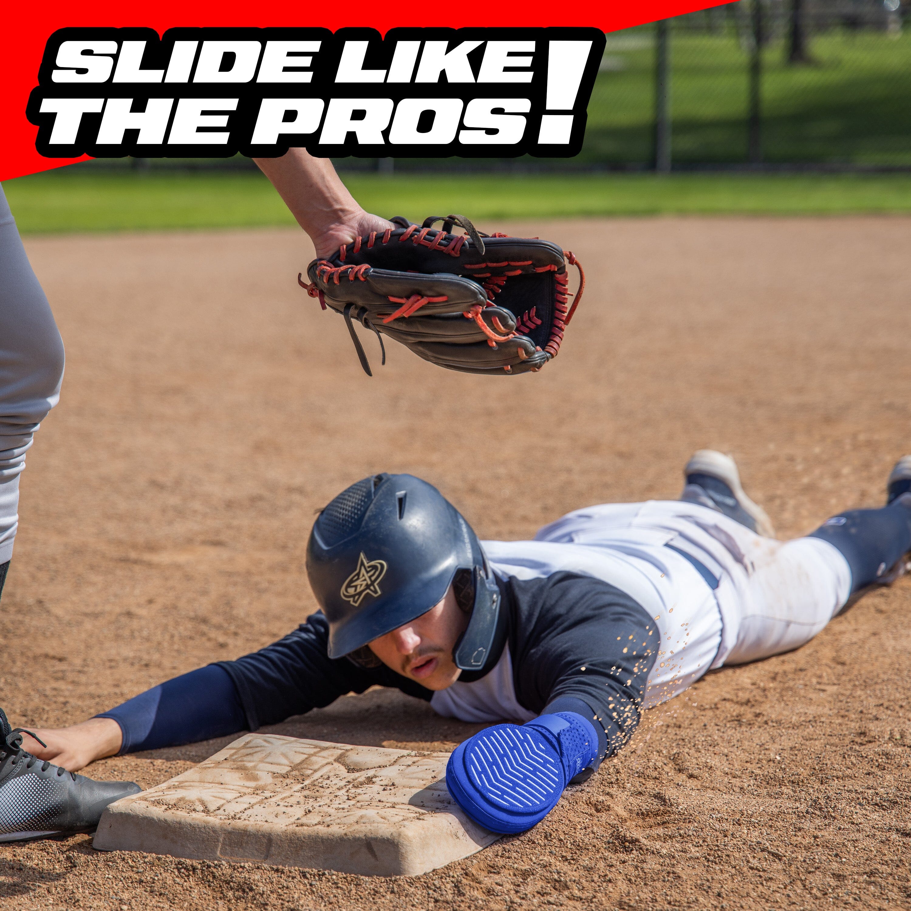 GoSports Sliding Mitt for Baseball & Softball - Adult Size - Right & Left Hand Protective Base Running Gloves, Blue GoSports