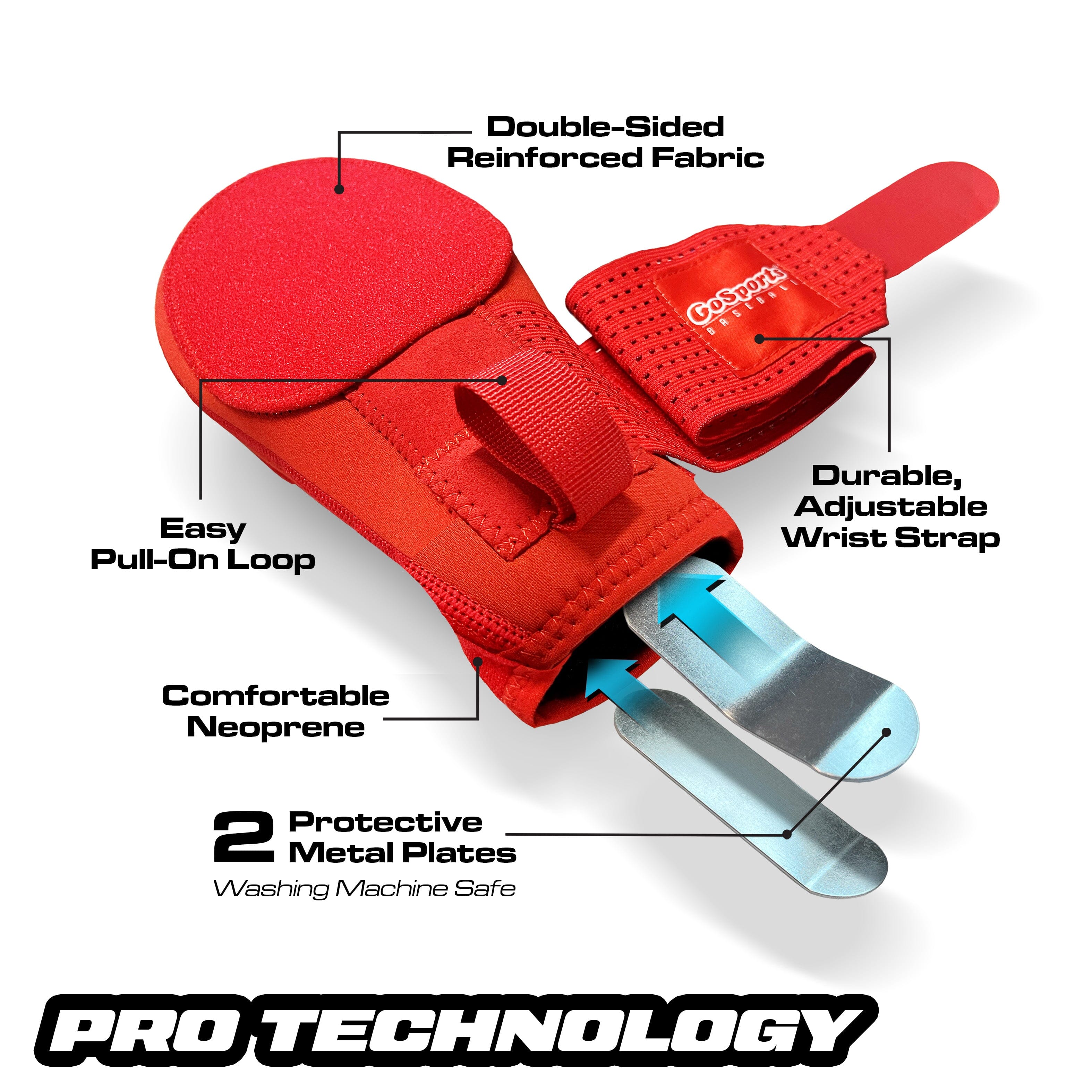 GoSports Sliding Mitts for Baseball & Softball - Youth Size - Right & Left Hand Protective Base Running Gloves, Red GoSports