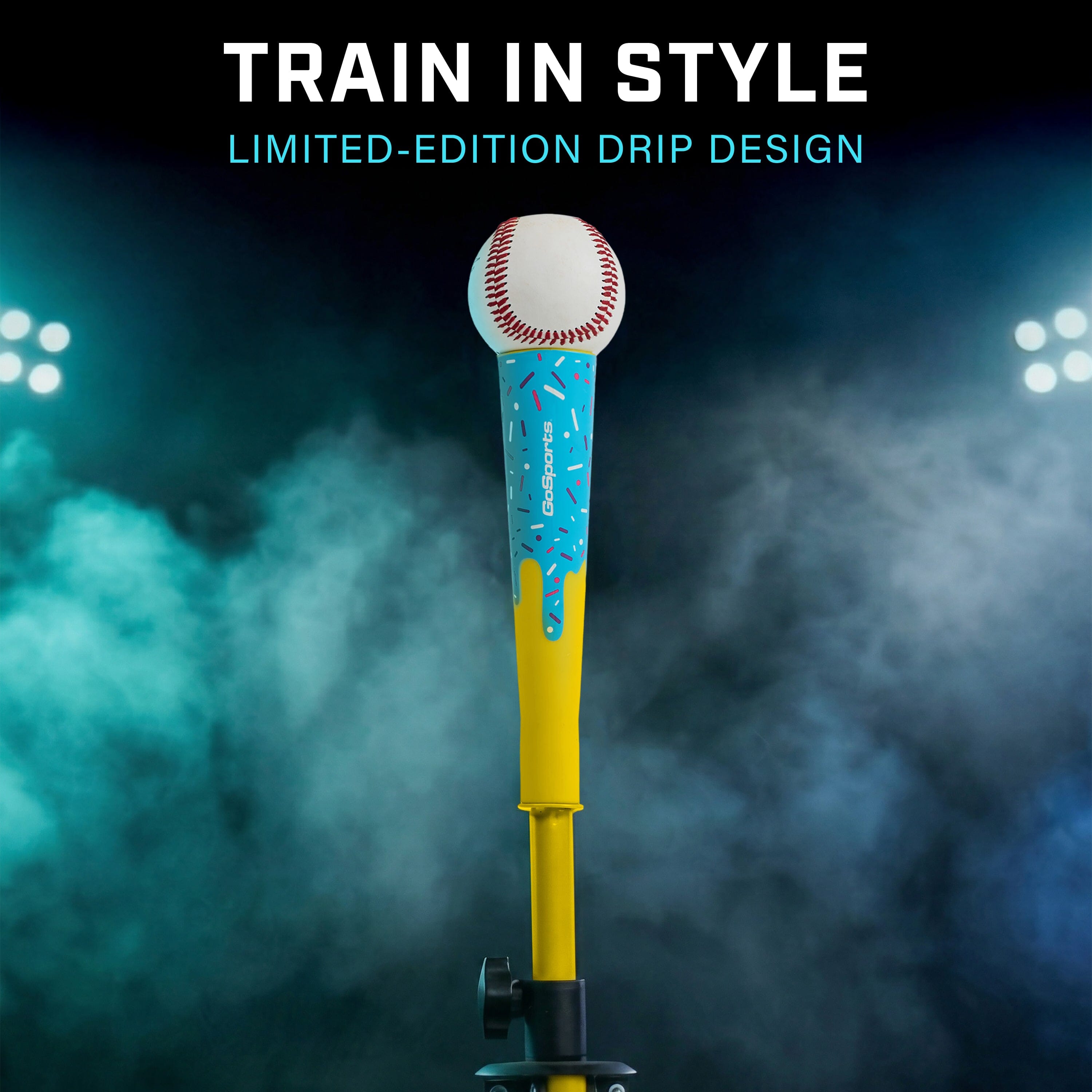 GoSports Baseball & Softball Drip Batting Tee - Adjustable (26.5" - 40") Tripod Hitting Tee with Weighted Steel Base for All Ages - Tball Practice Accessory and Baseball Training Equipment PlayGoSports.com